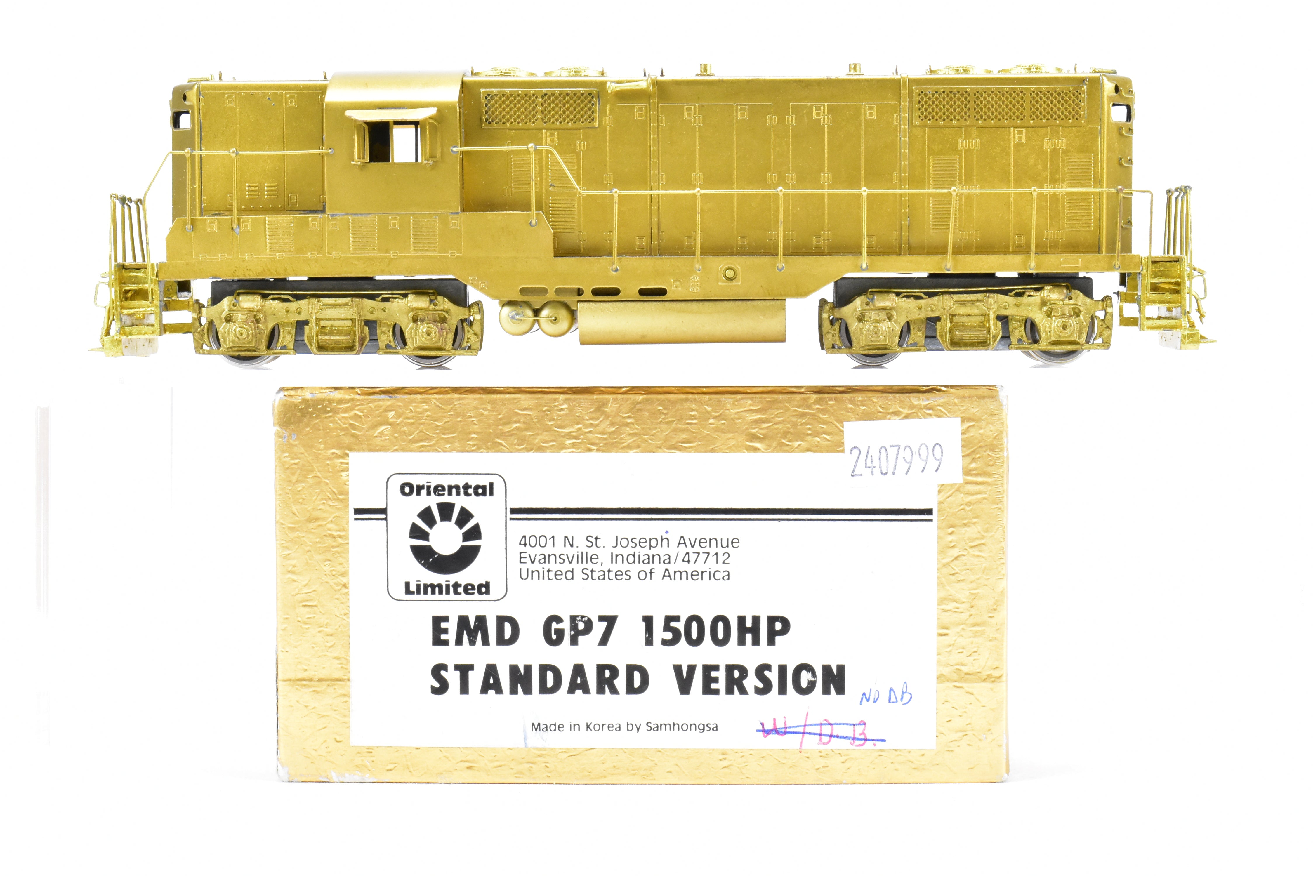 HO Brass Oriental Limited EMD GP7 1500 HP Non-Dynamic Standard Model