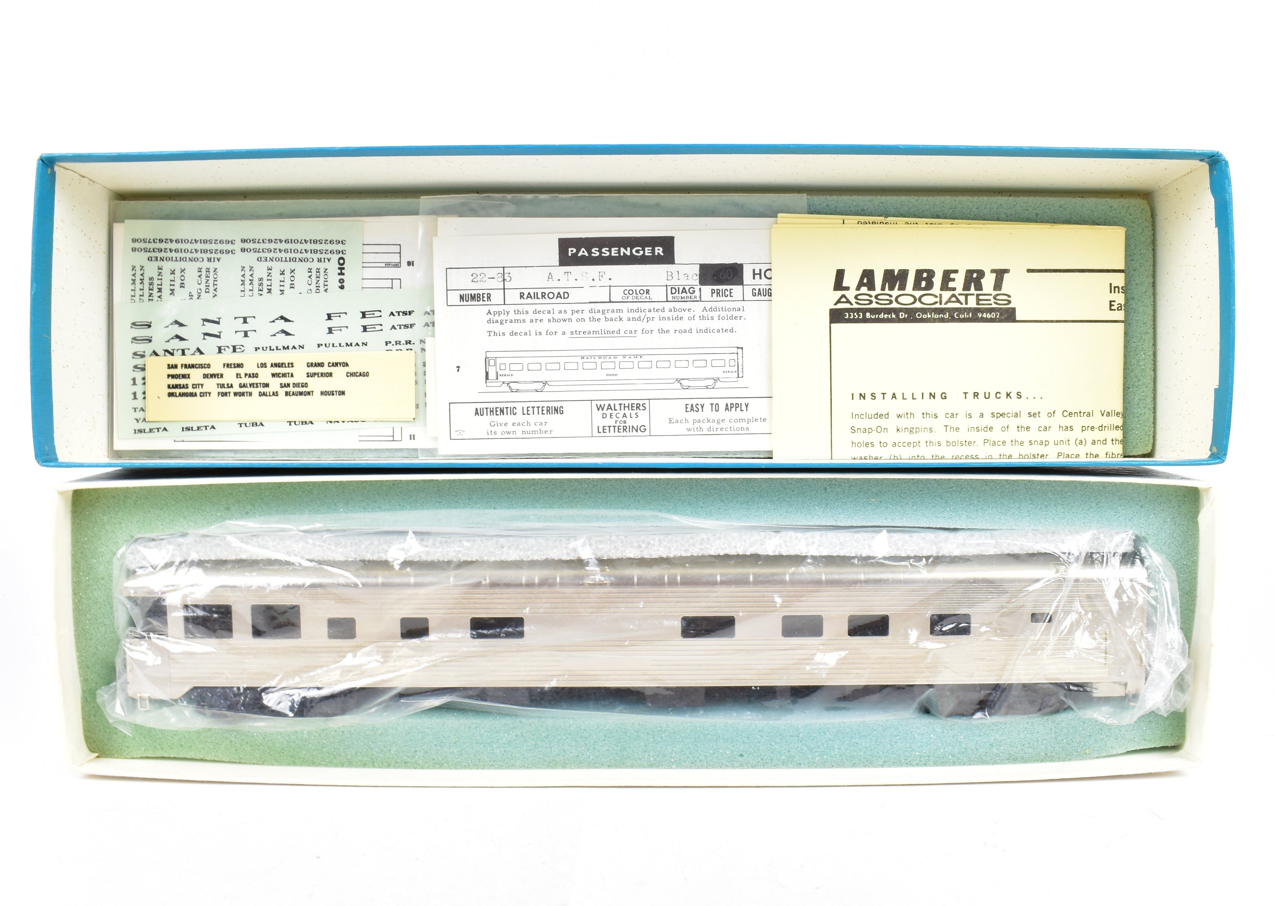 HO Scale Brass Lambert ATSF - Santa Fe Business Car by Pullman Standard, Ideal for Model Train Enthusiasts