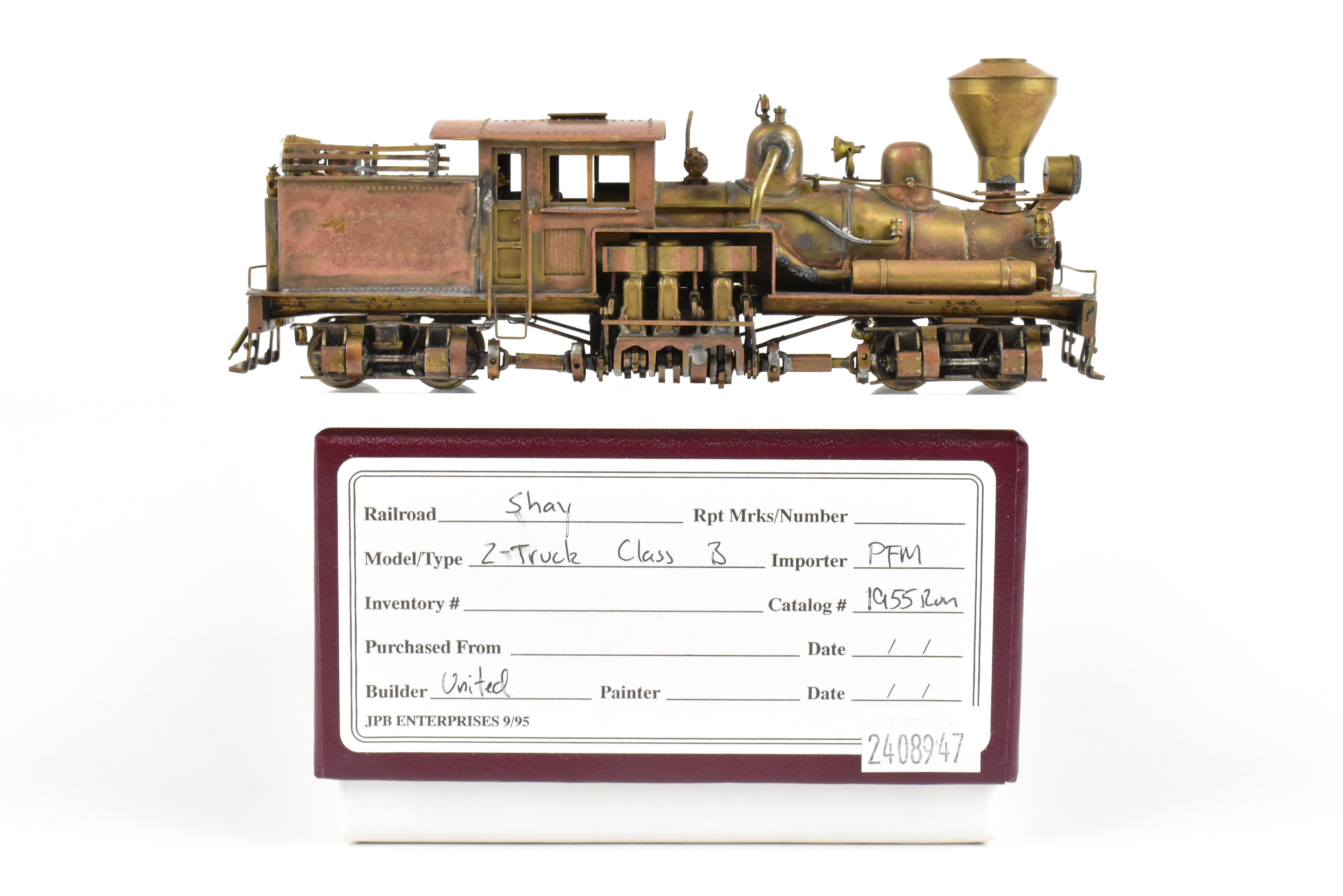 1955 HO Brass PFM - United 2-Truck Class B Shay Geared Locomotive in REBOXX