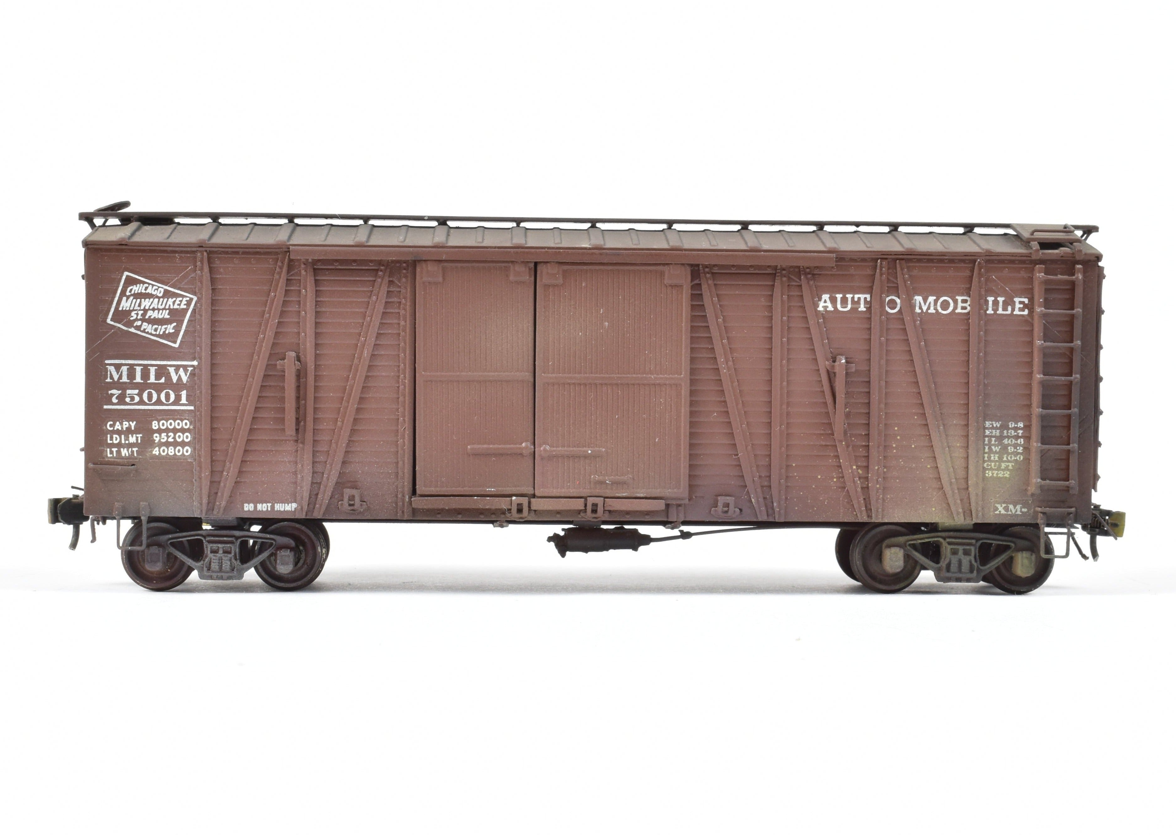 Custom Painted HO Brass Oriental Limited MILW - Milwaukee Road Automobile Box Car