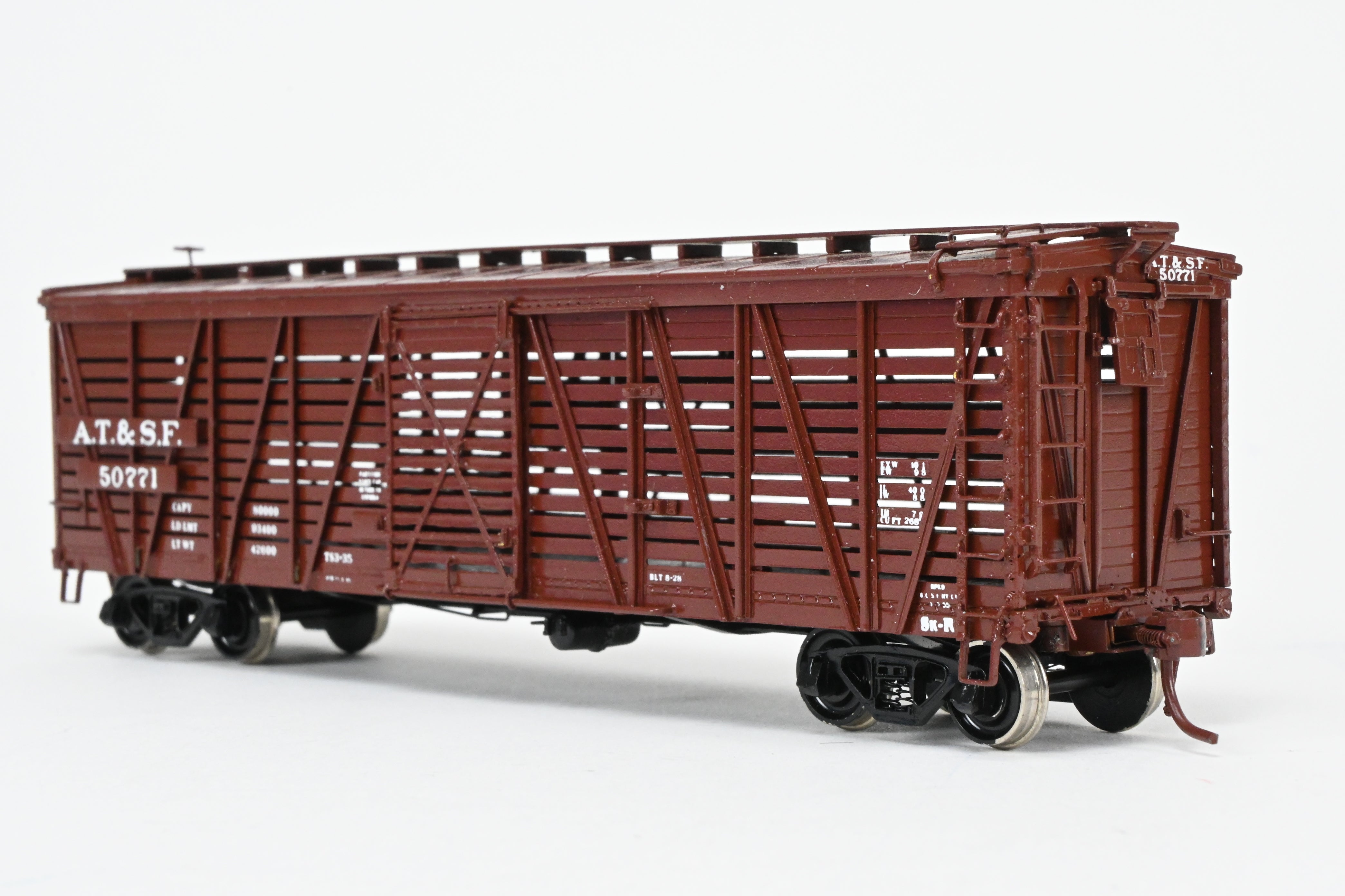 HO Scale Brass ATSF - Santa Fe Sk-R Stock Car No. 60771 Custom Painted
