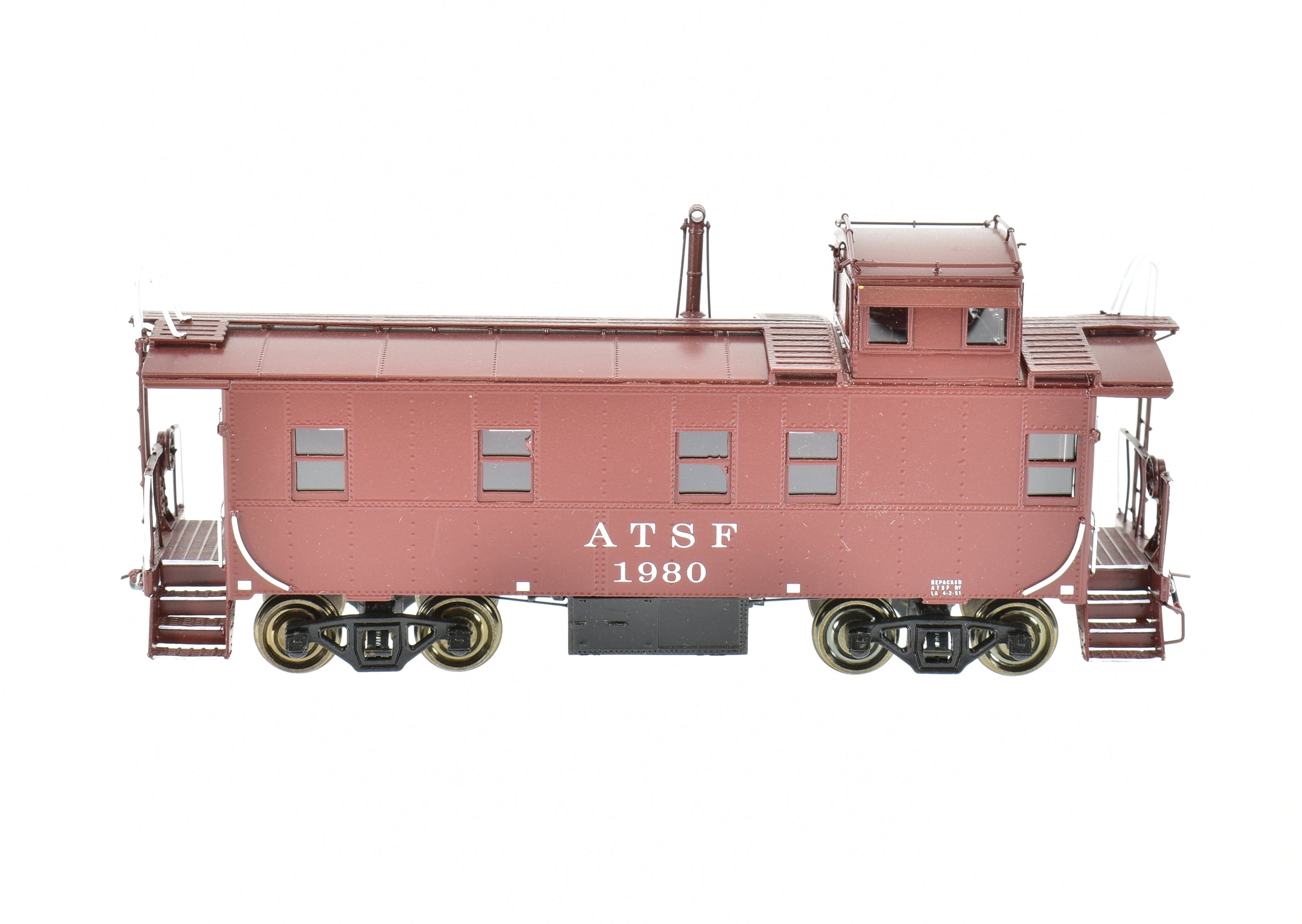 HO Scale Brass Model of Pecos River Brass ATSF - Santa Fe Rebuilt Factory - Painted Caboose