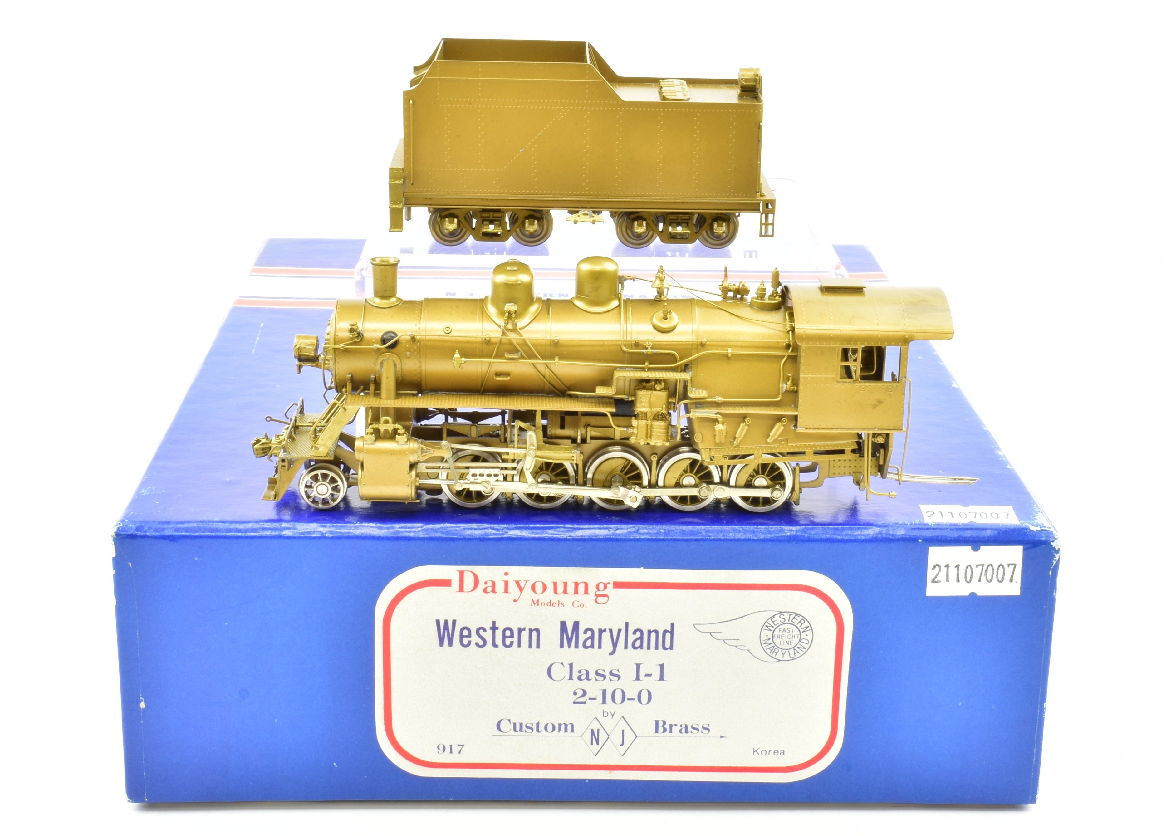HO Scale Brass Model Train - Western Maryland I-1 2-10-0 Decapod Customized by NJ Custom Brass