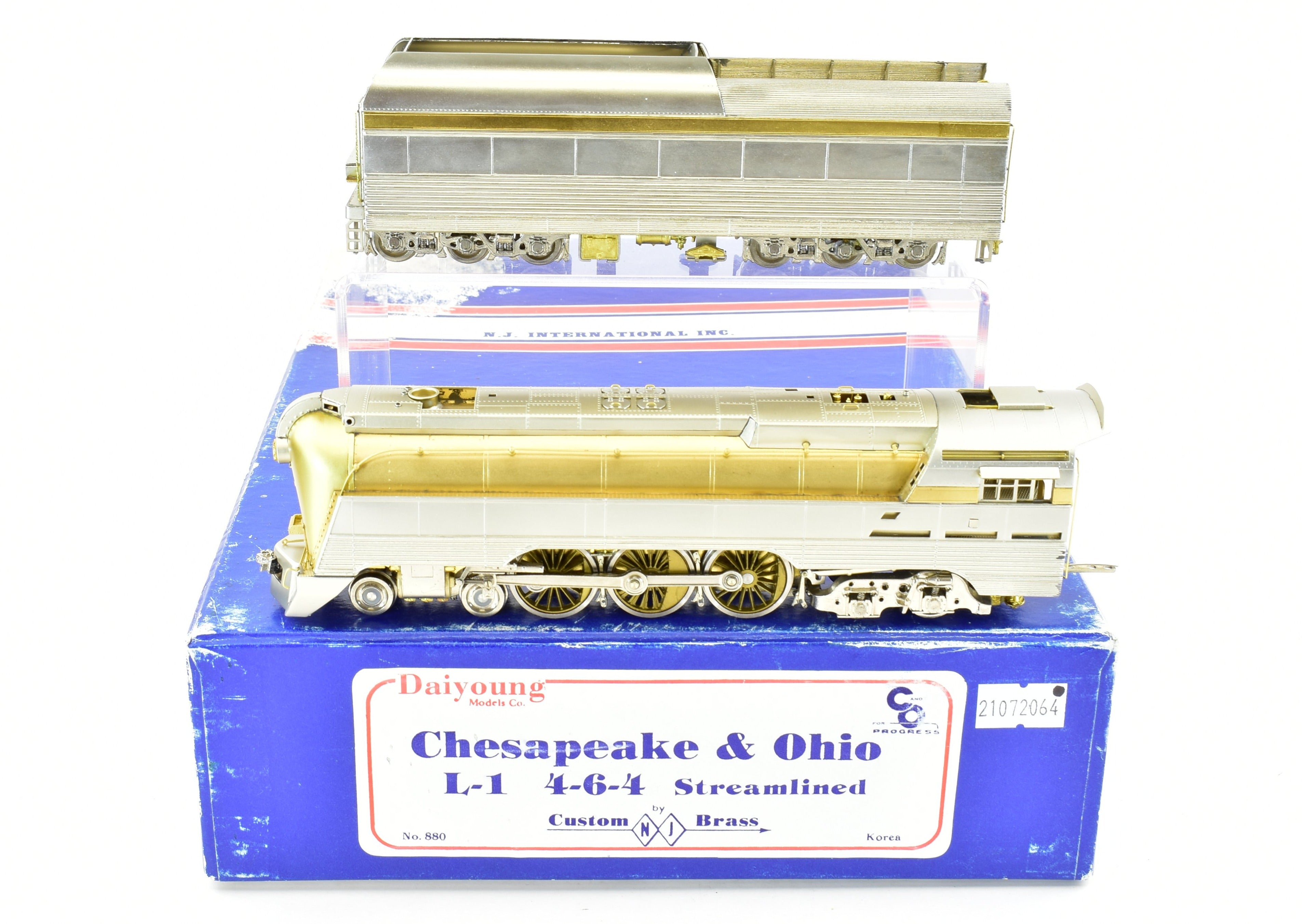 HO Scale Custom Brass Chesapeake & Ohio L-1 4-6-4 Streamlined Hudson Model Locomotive by NJ Custom Brass