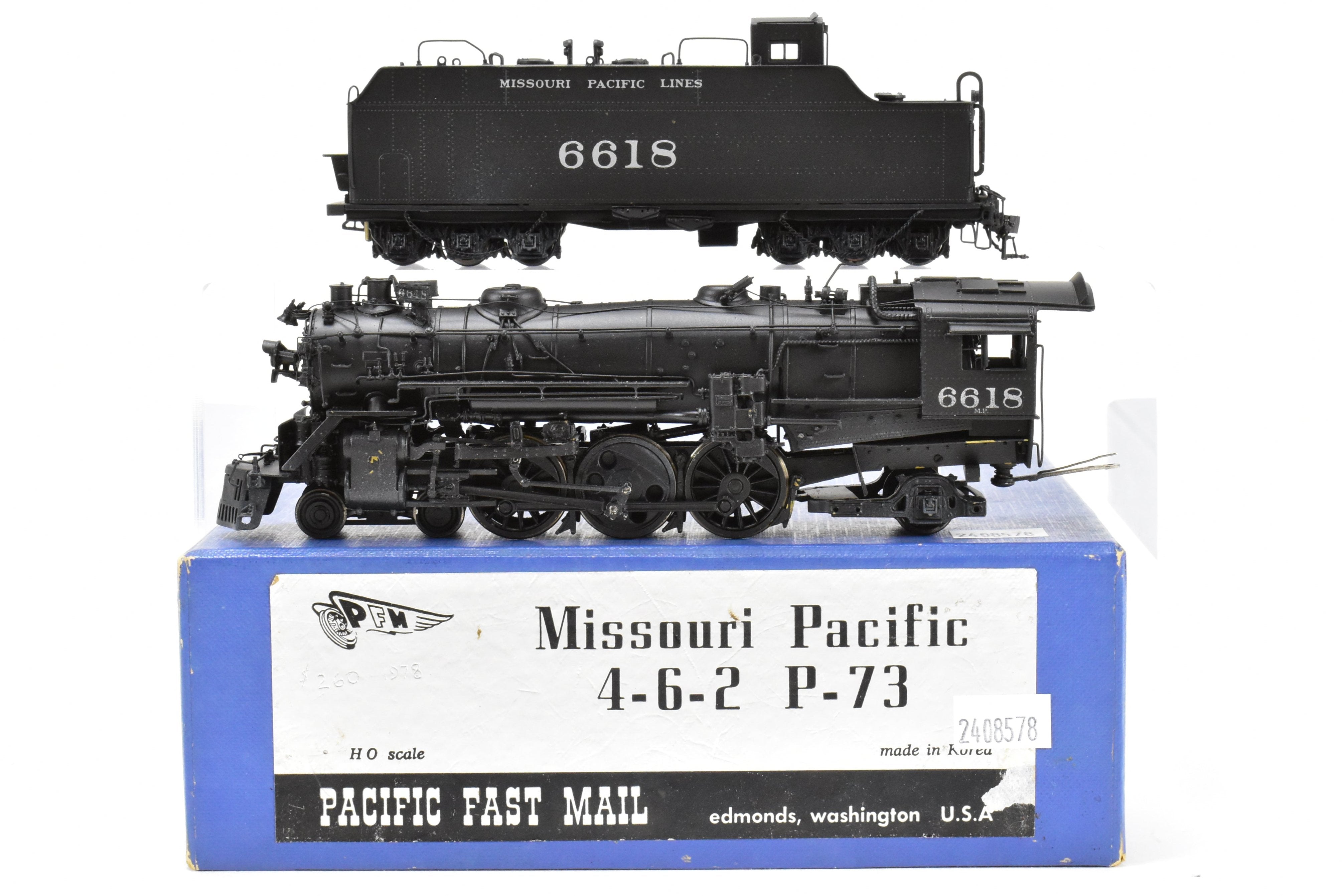 Custom Painted HO Brass PFM Samhongsa Missouri Pacific 4-6-2 P-73 No. 6618