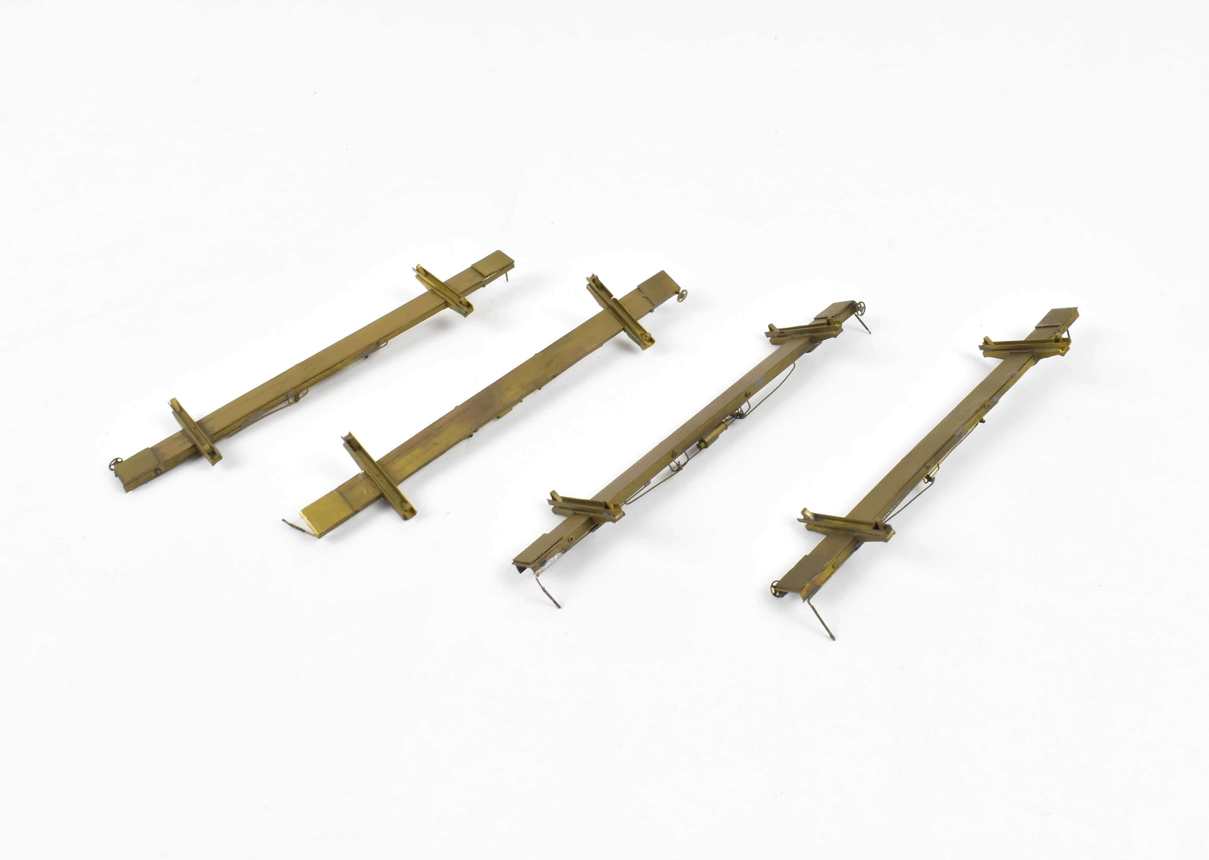 HO Scale Brass Model Train Set - Northwest Short Line Various Roads 43-Foot Skeleton Log Cars Four-Pack without Trucks