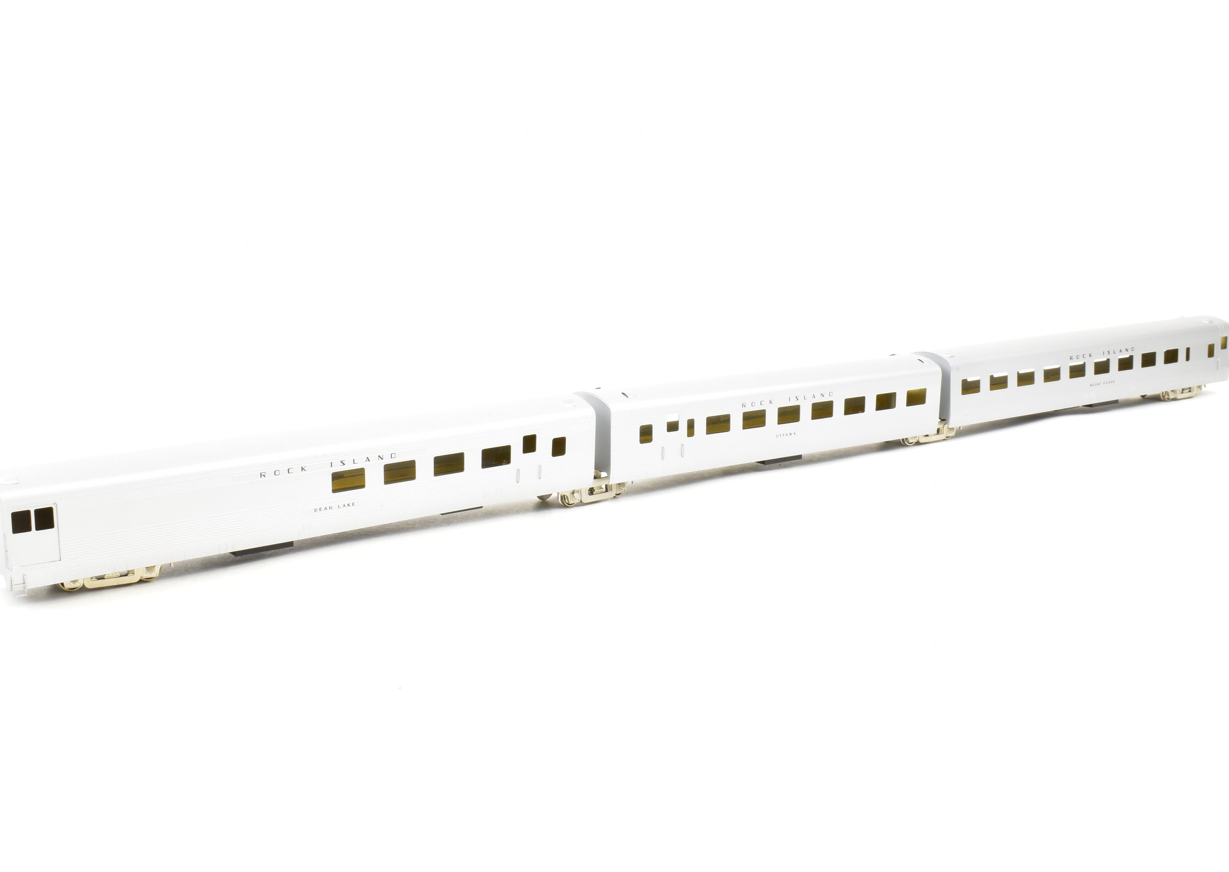 HO Scale Brass Nickel Plate Products CRI&P - Rock Island Rocket TA Locomotive and 4-Car Set with an Additional Factory-Painted Car