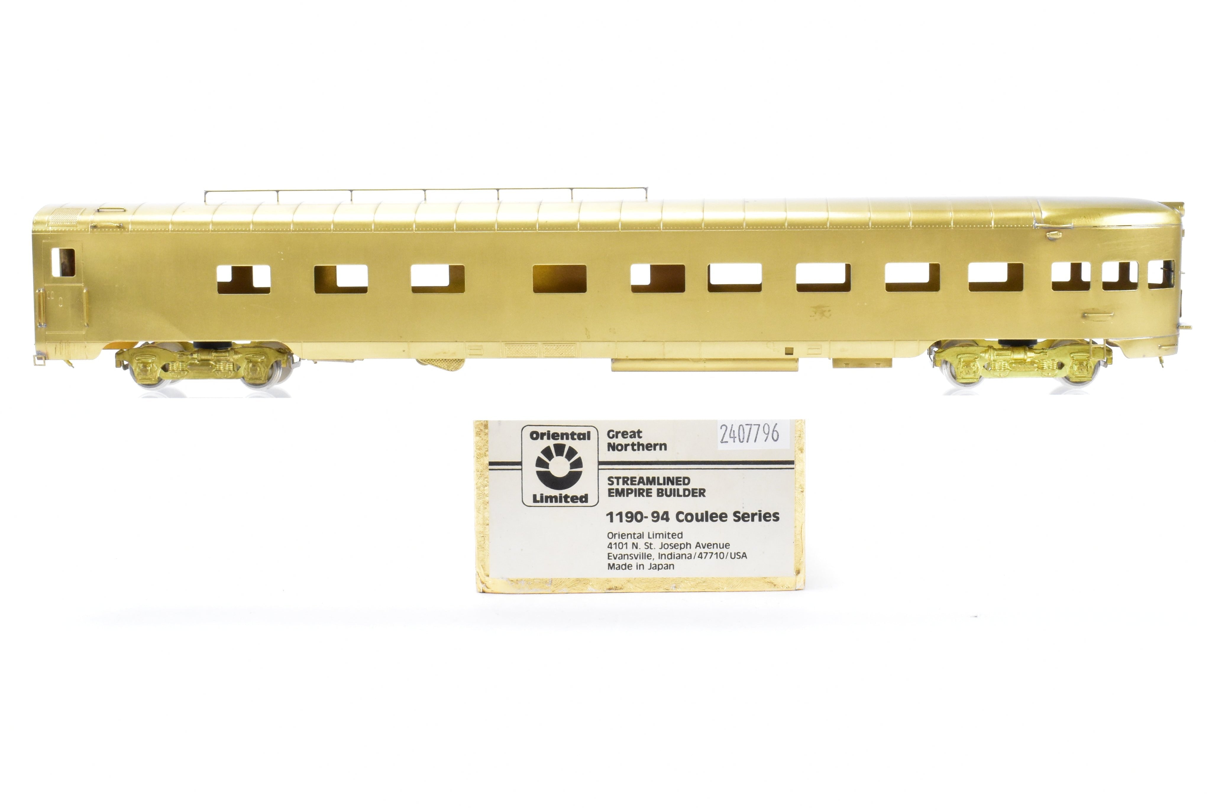 HO Scale Brass Oriental Limited Great Northern Streamlined Empire Builder Coulee Series 1190 - 1194 Sleeper Lounge Observation Model Train Car