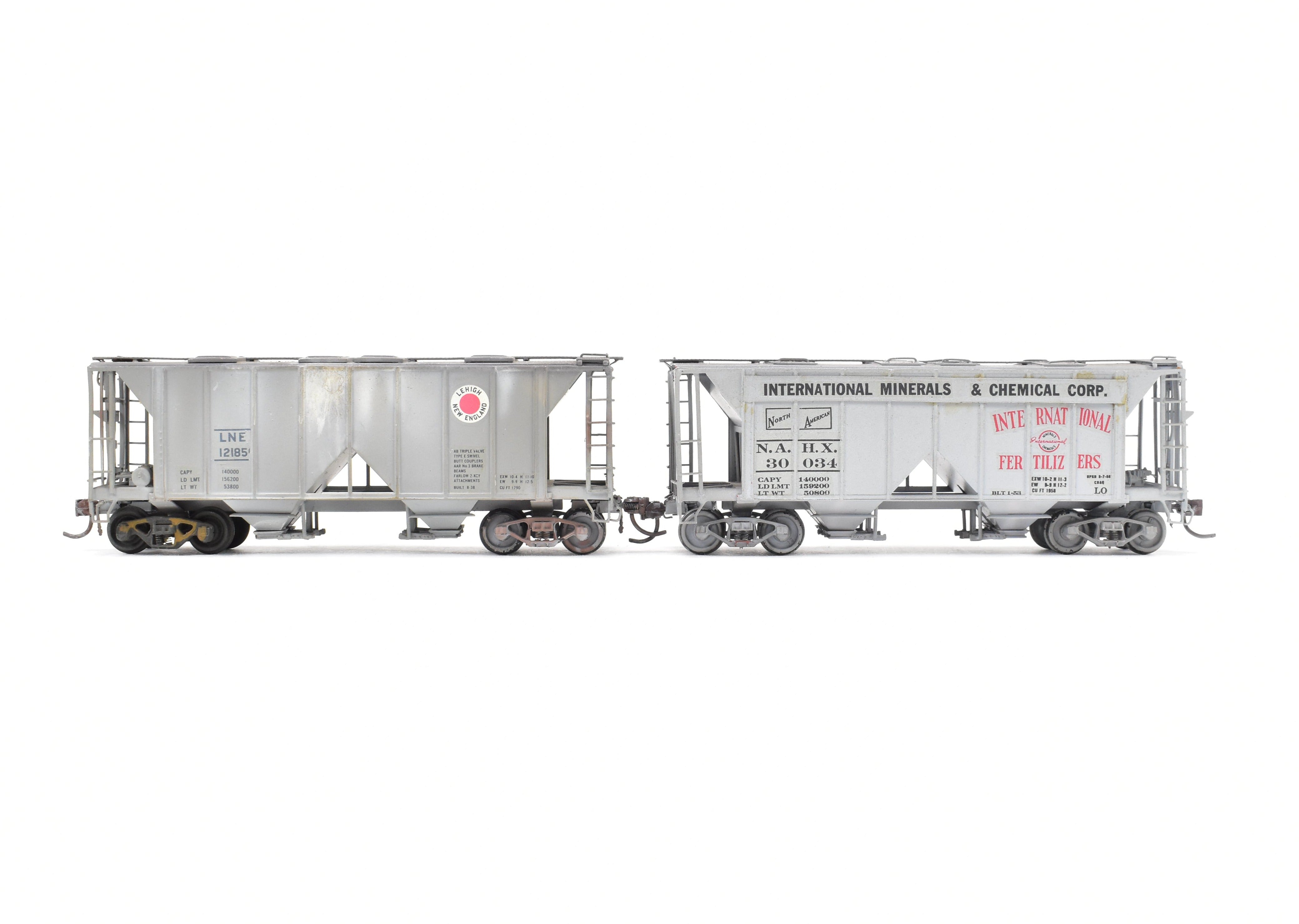 HO Scale Brass 2-Piece Lot of Custom Painted & Weathered ACF 34' Covered Hoppers