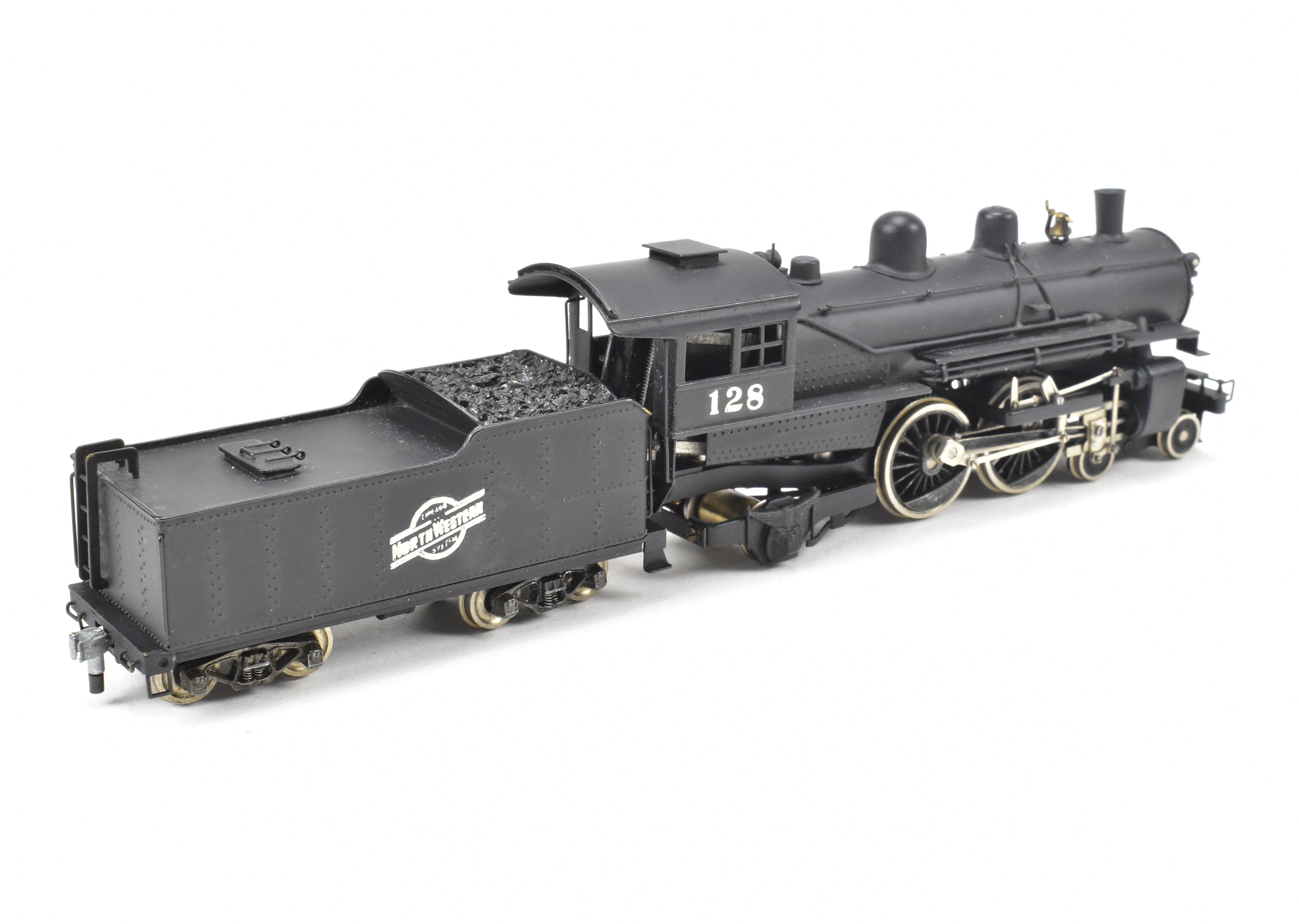 High - Quality HO Scale Brass Pacific Fast Mail (PFM) Model - Tenshodo Chicago & Northwestern Class D 4 - 4 - 2 Atlantic Steam Locomotive, Factory - Painted, No. 128