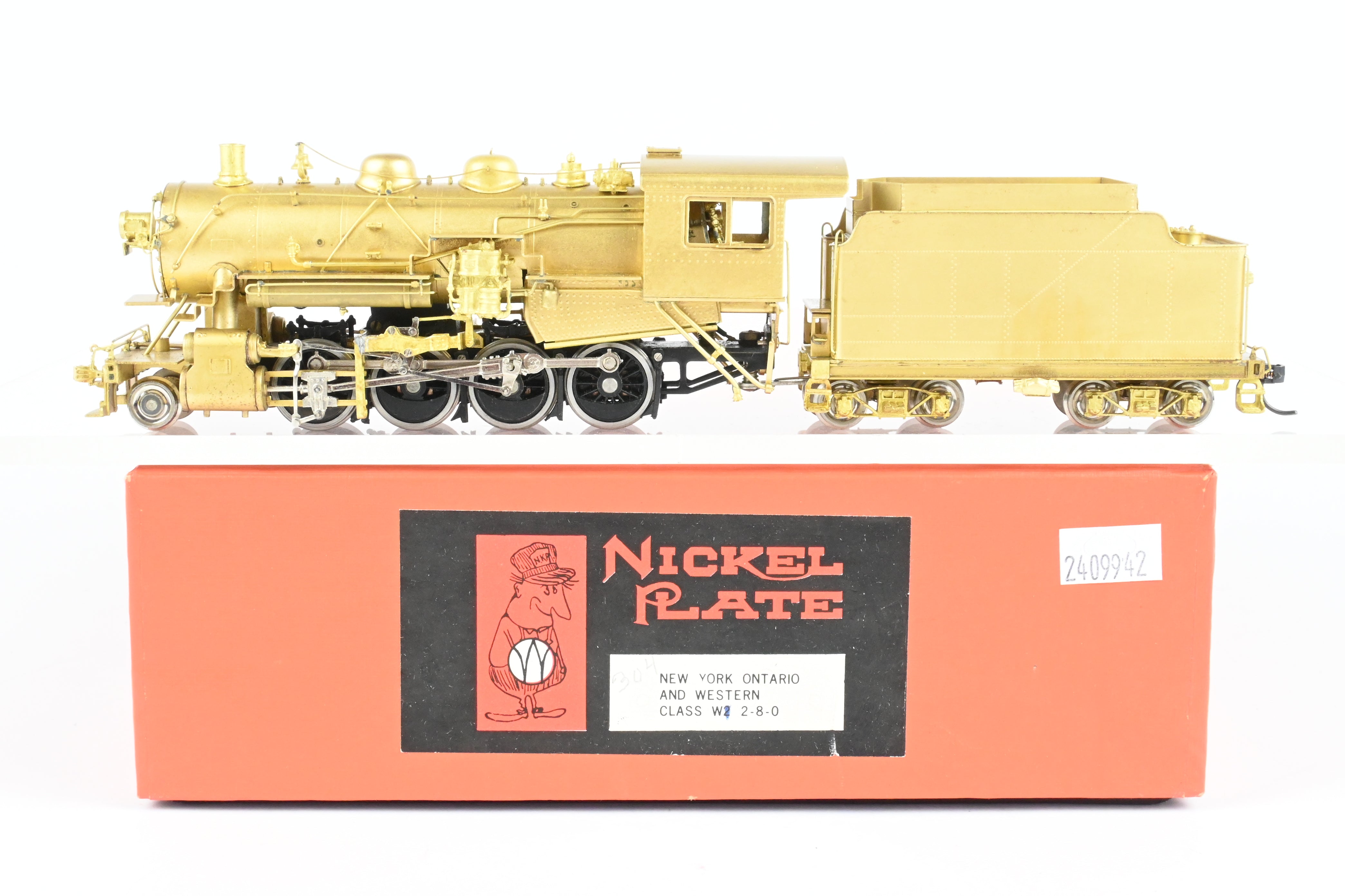 HO Brass NYO&W 2-8-0 Class W-1 Nickel Plated Locomotive with Side Air Pumps