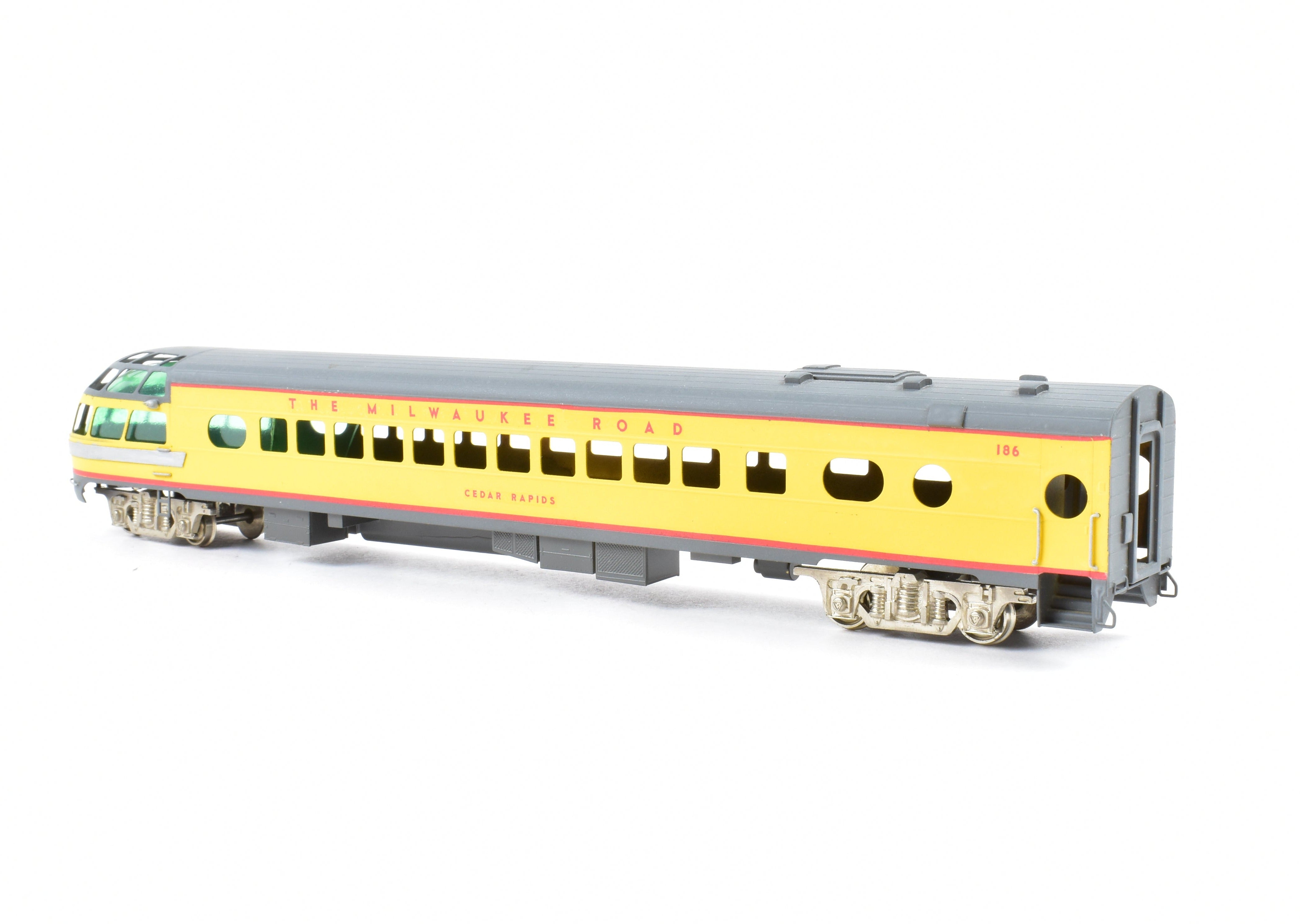 Custom Painted HO Brass Soho Milwaukee Road #186 Rapids Sky Top Lounge Model