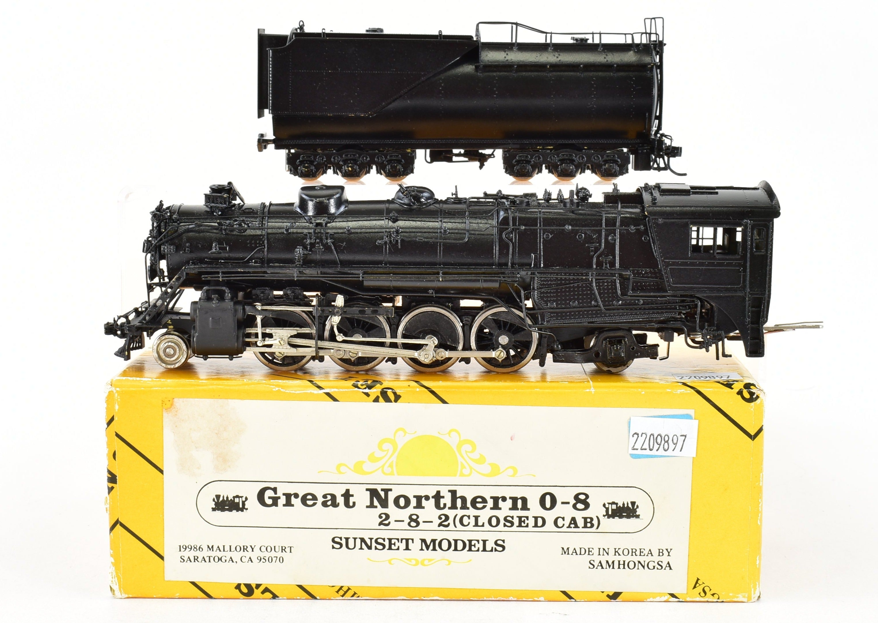 HO Brass Sunset Models GN Great Northern 2-8-2 O-8 Class Closed Cab Partially Painted Black