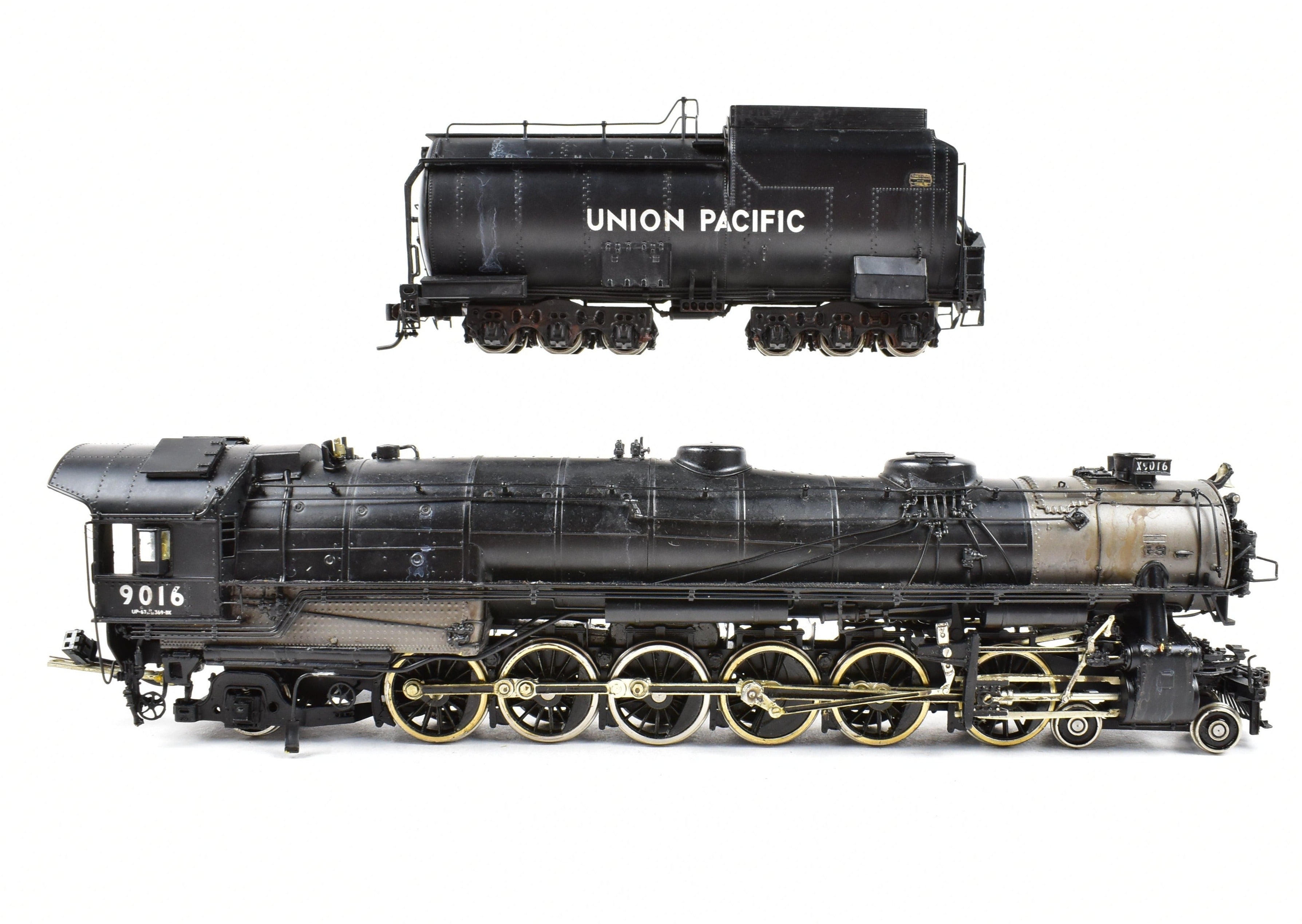 HO Scale Brass Key Imports Union Pacific 4-12-2 Standard Steam Locomotive of the 9000 Series, Specifically Standard Niners #9016 with Light Weathering Effect