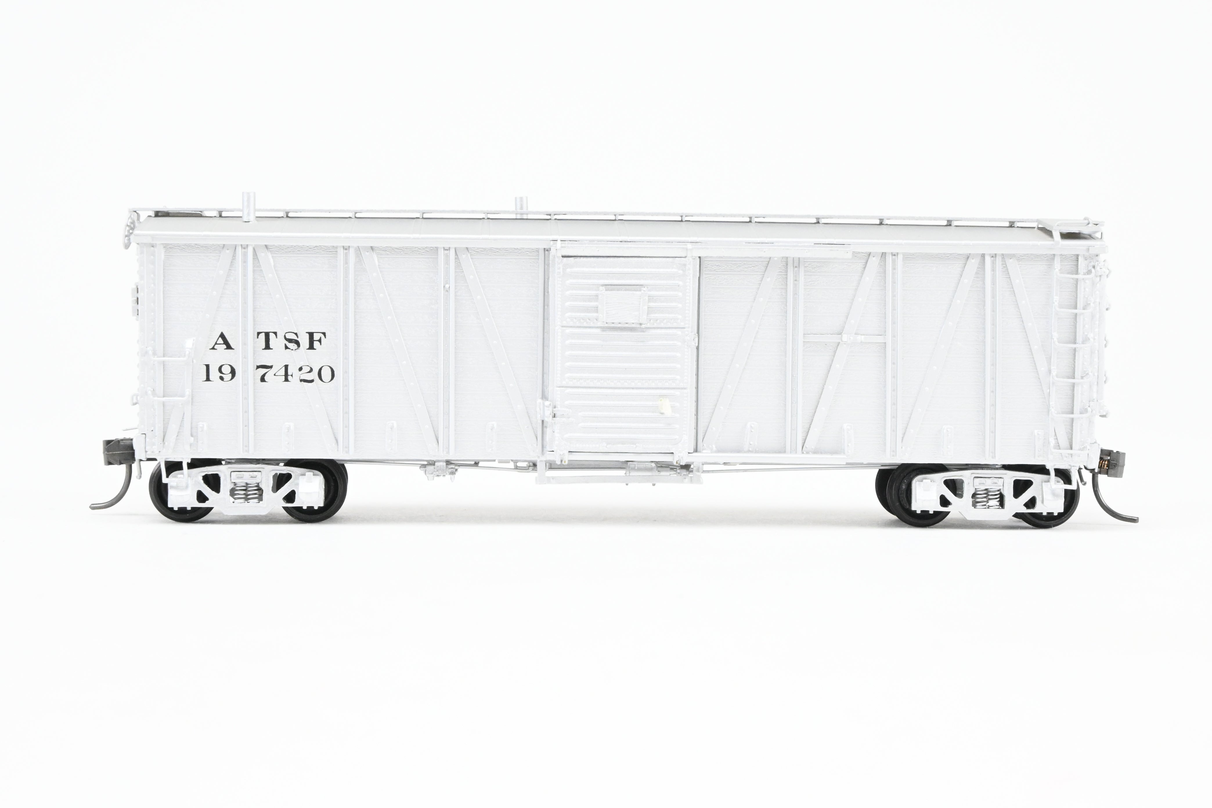 HO Scale Brass Model of Pecos River Brass ATSF - Santa Fe WX - 6 Work Boxcar with CP Number 197420
