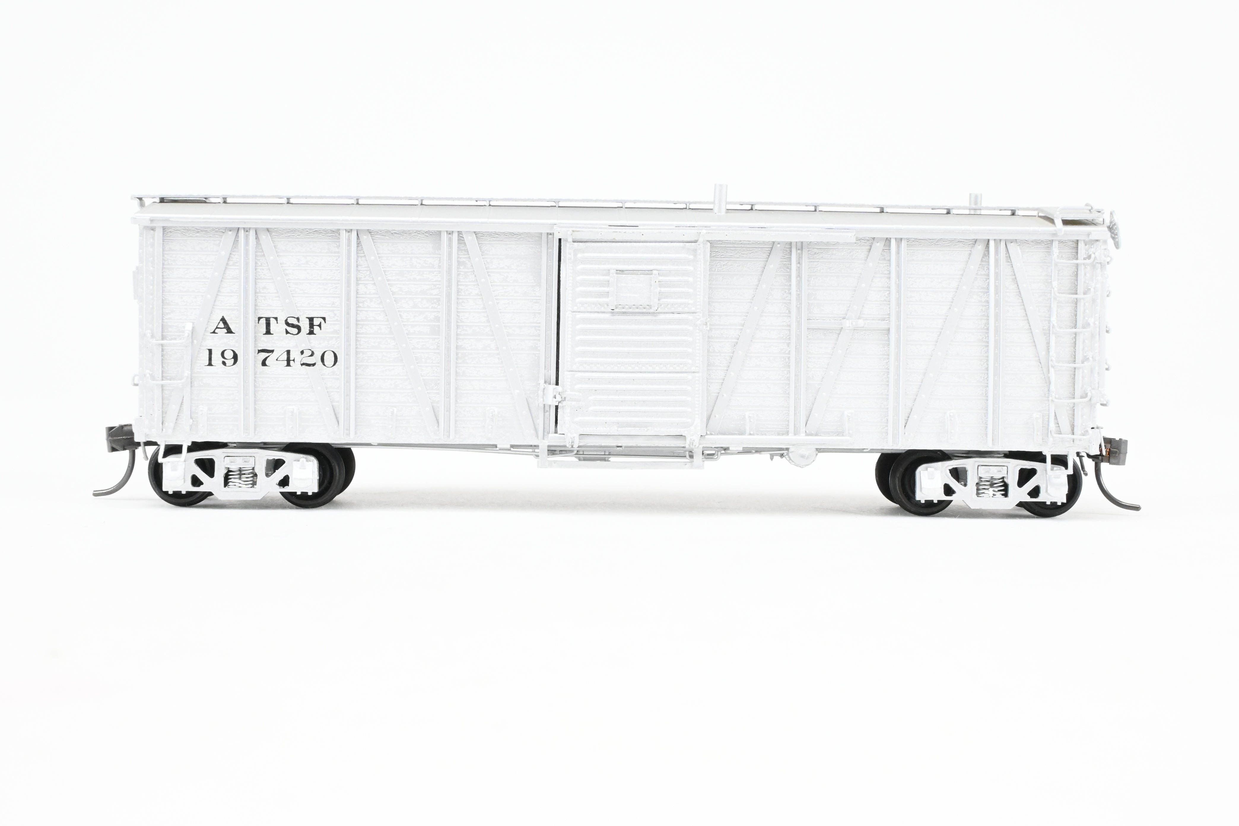 HO Scale Brass Model of Pecos River Brass ATSF - Santa Fe WX - 6 Work Boxcar with CP Number 197420