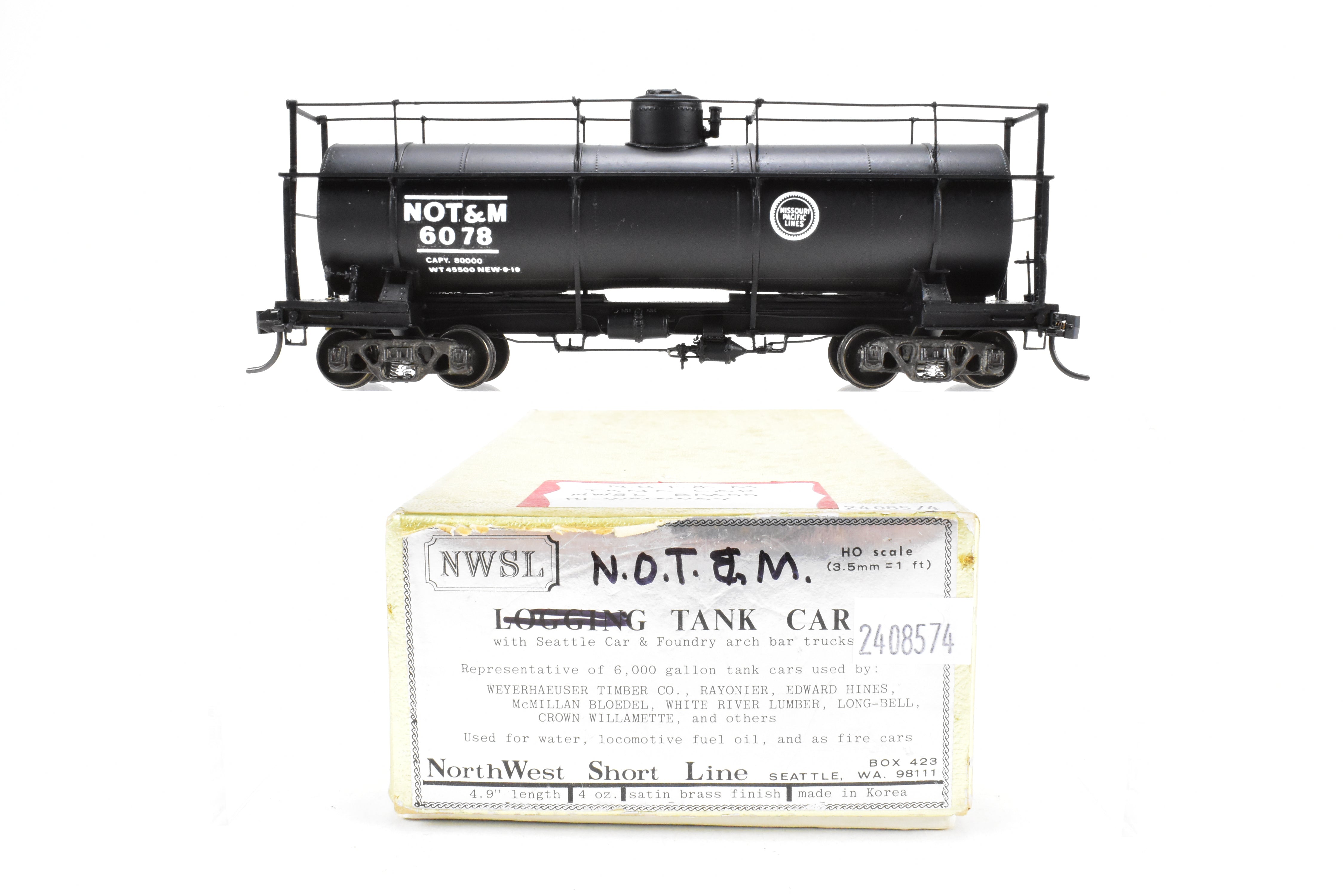 HO Brass NWSL - Professionally Painted Missouri Pacific Tank Car No. 6078
