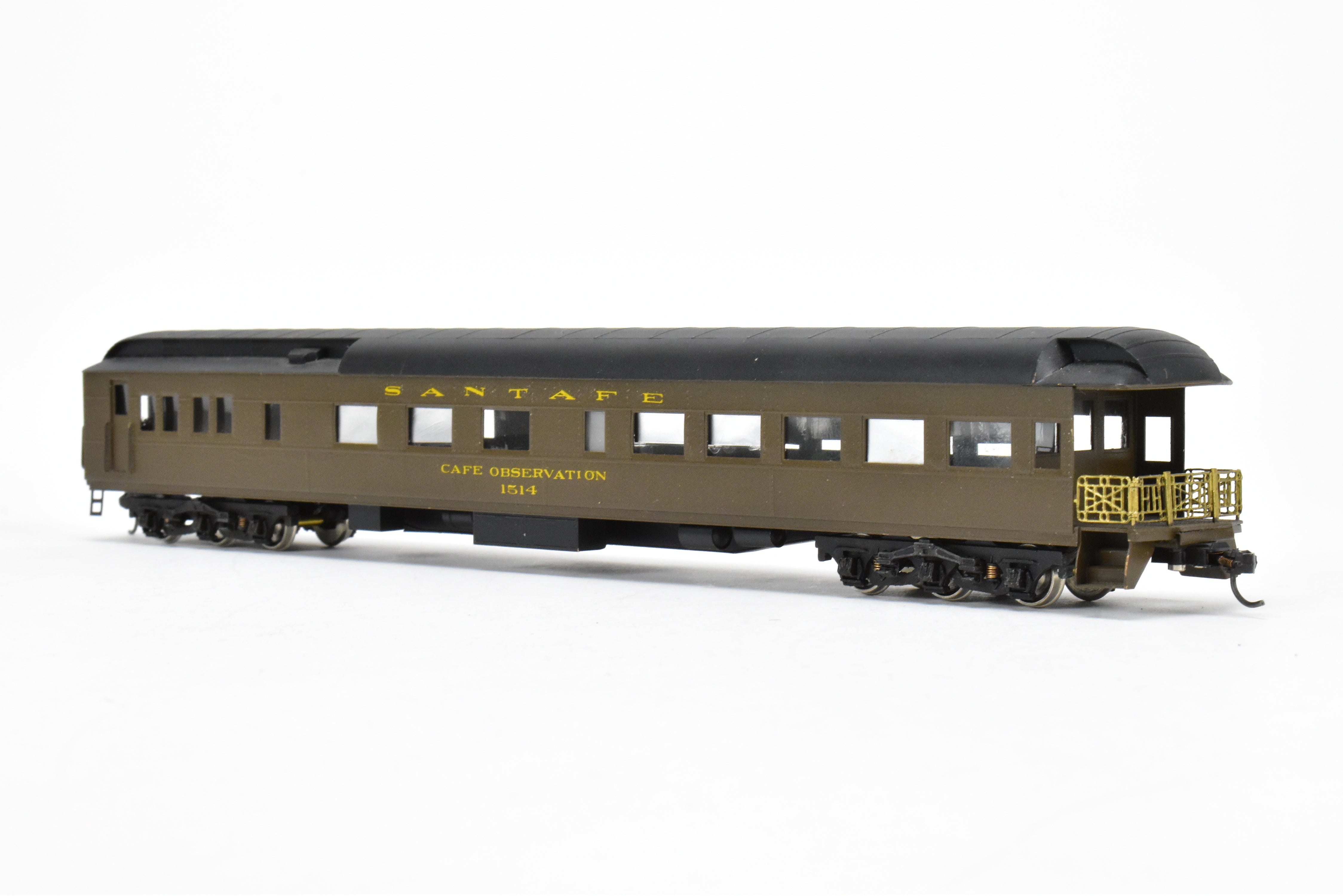 Custom Painted HO Scale Brass Lambert AT&SF Santa Fe Cafe Lounge Observation Car #1514 with Incorrect Box