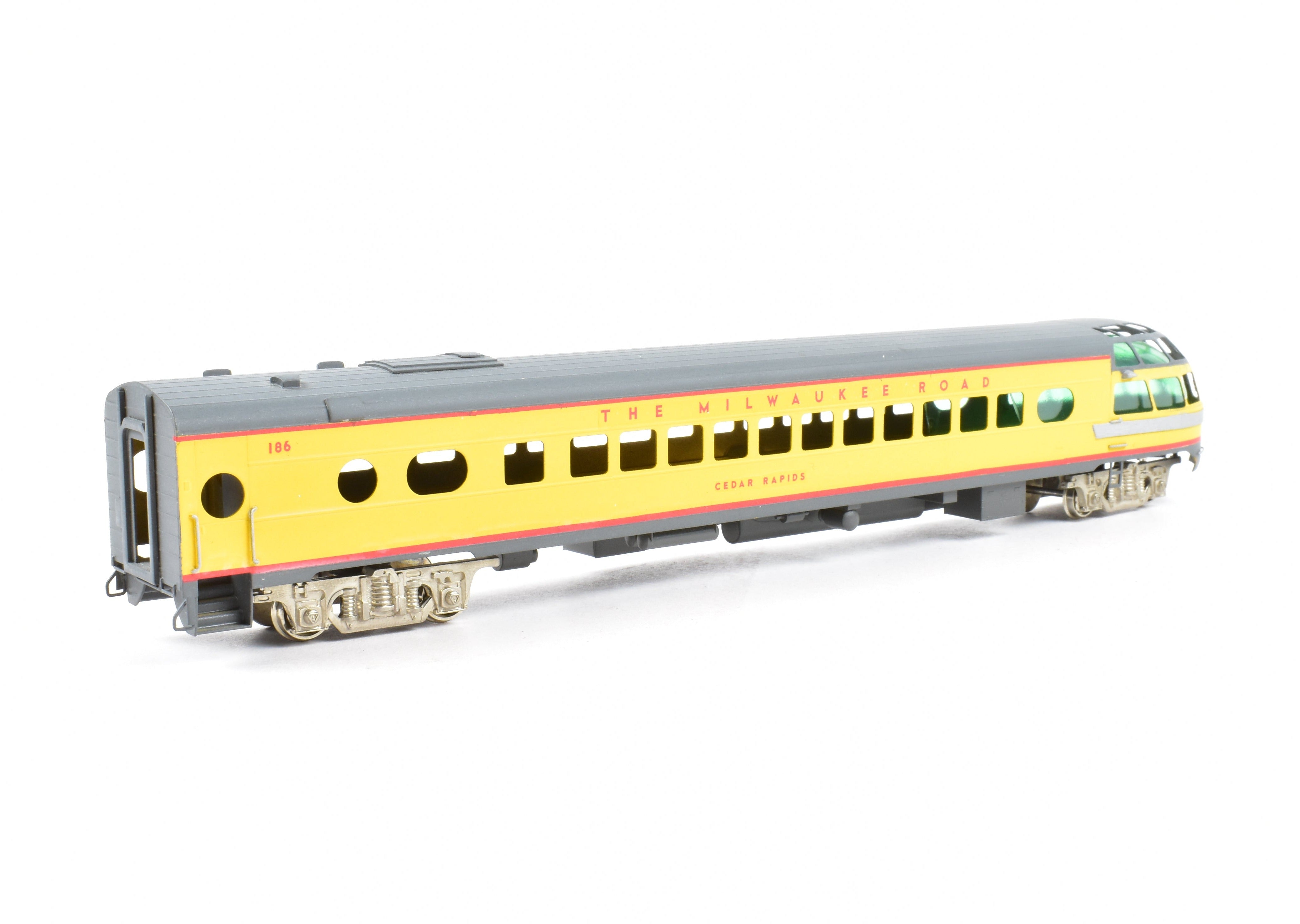 Custom Painted HO Brass Soho Milwaukee Road #186 Rapids Sky Top Lounge Model