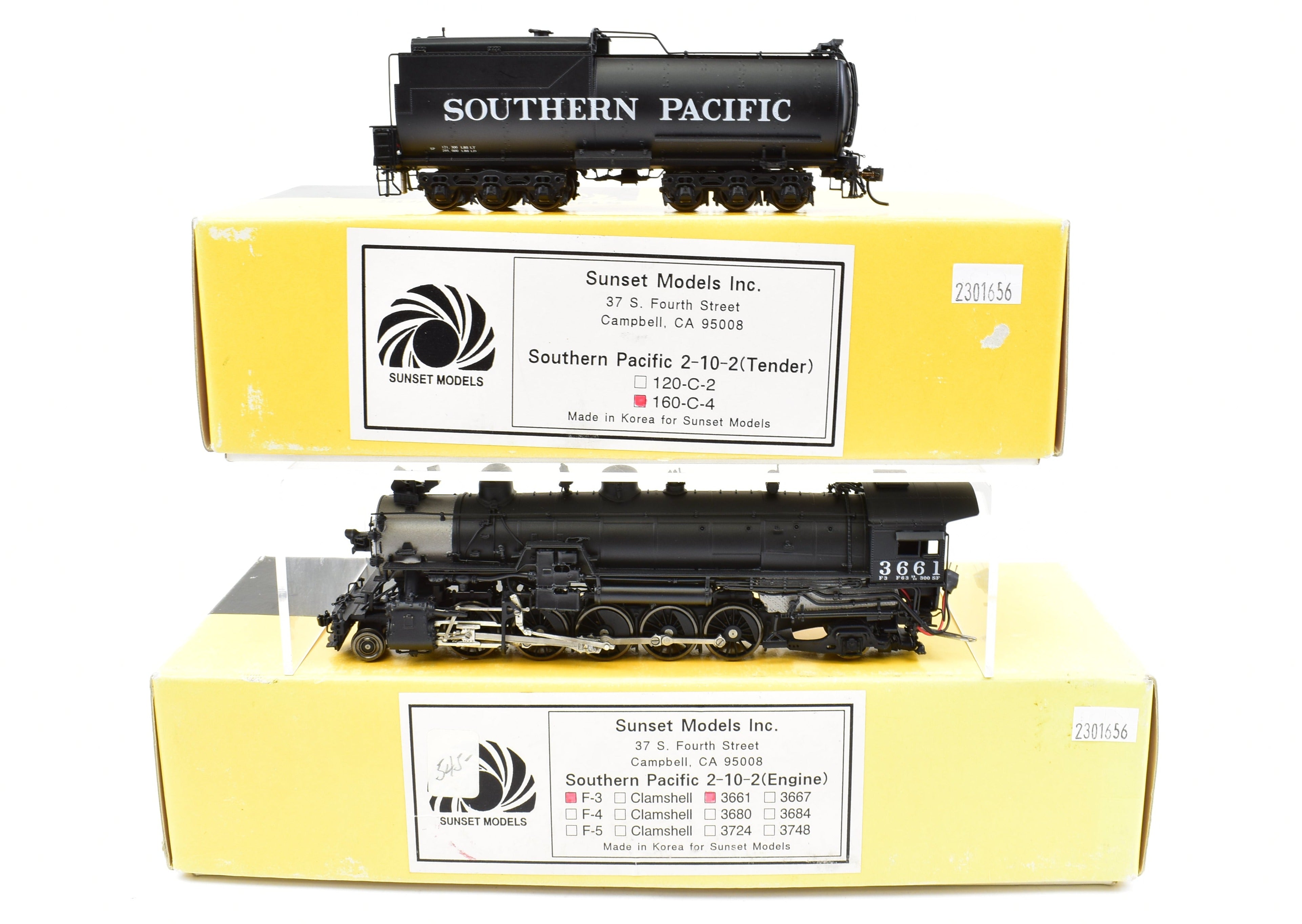 HO Scale Brass Model Train - Sunset Models Southern Pacific F - 3 2 - 10 - 2 Factory Painted Locomotive No. 3661
