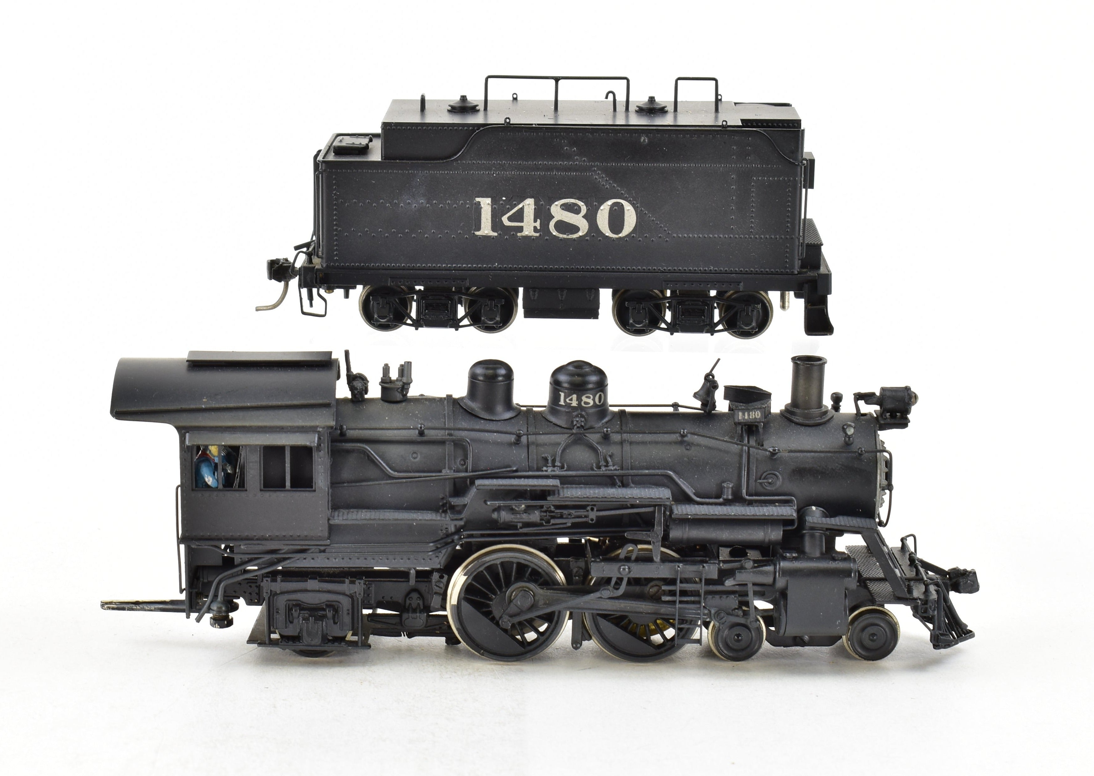 HO Scale Brass Model Train - NJ Custom Brass ATSF Santa Fe Class 1400 4-4-2 Locomotive CP No. 1480, Sold As-Is Condition