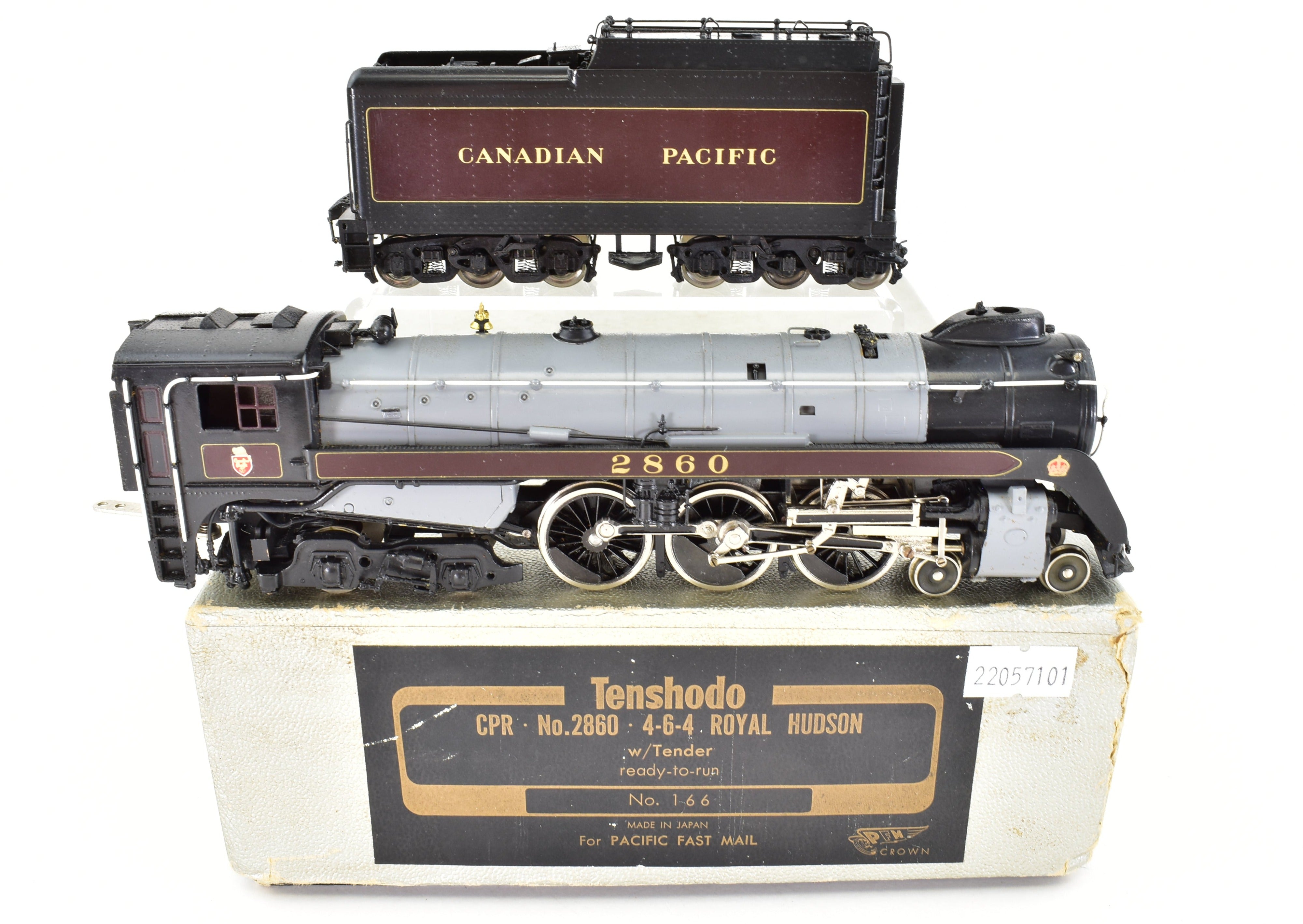 HO Scale Brass PFM - Tenshodo Model Train of Canadian Pacific Railway 4-6-4 Class H-1e #2860 Royal Hudson with Factory Paint Finish