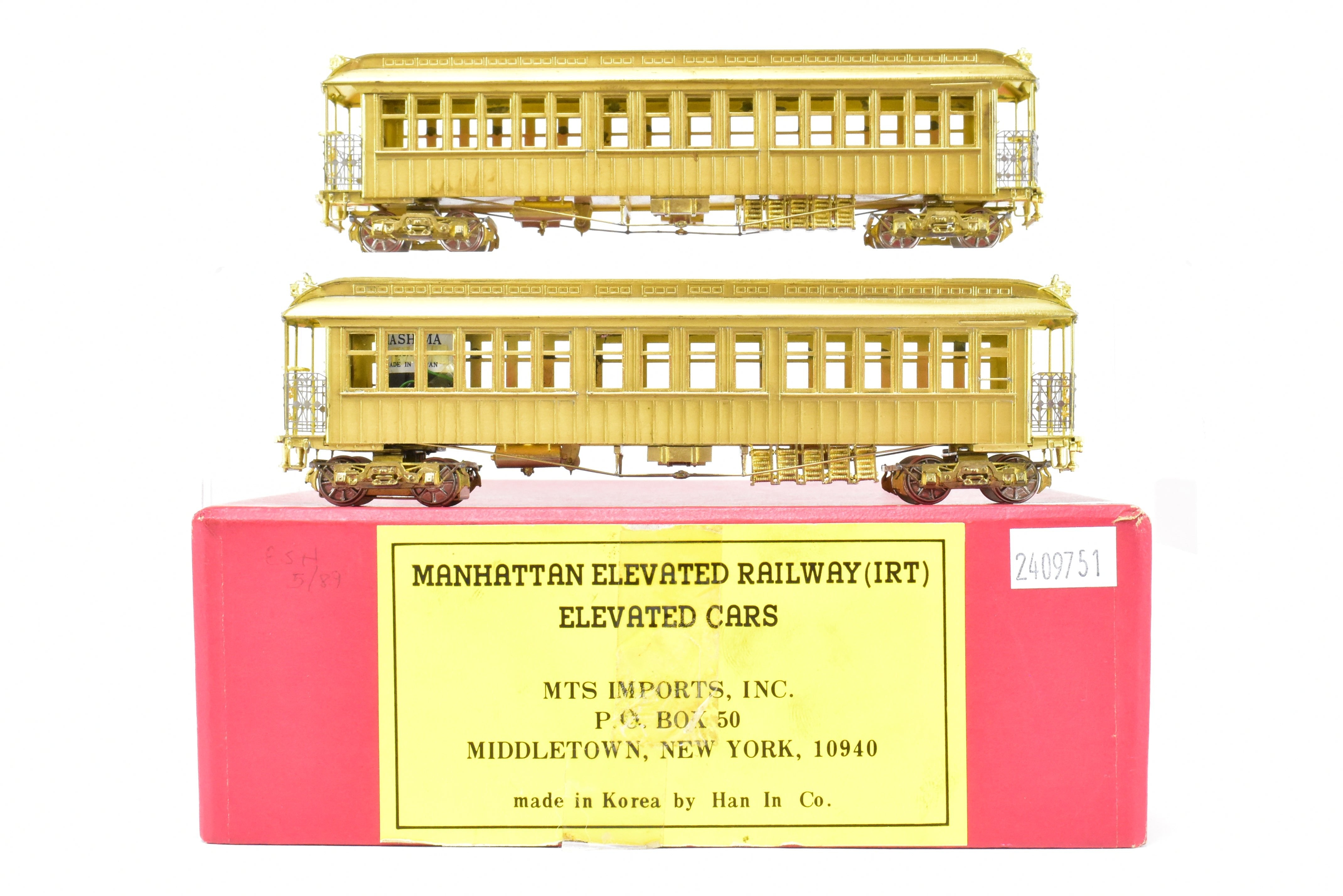 HO Scale Brass Model Train Set by MTS Imports - Manhattan Elevated Railway and Chicago & South Side Rapid Transit Elevated 2 Car Set