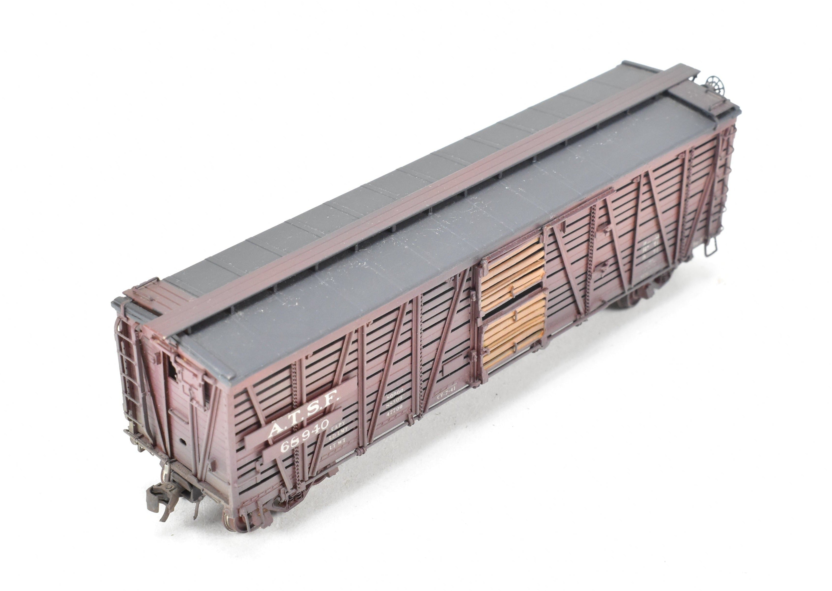 HO Scale Brass ATSF - Santa Fe SK - S Stock Car with Custom Weathering by Pecos River