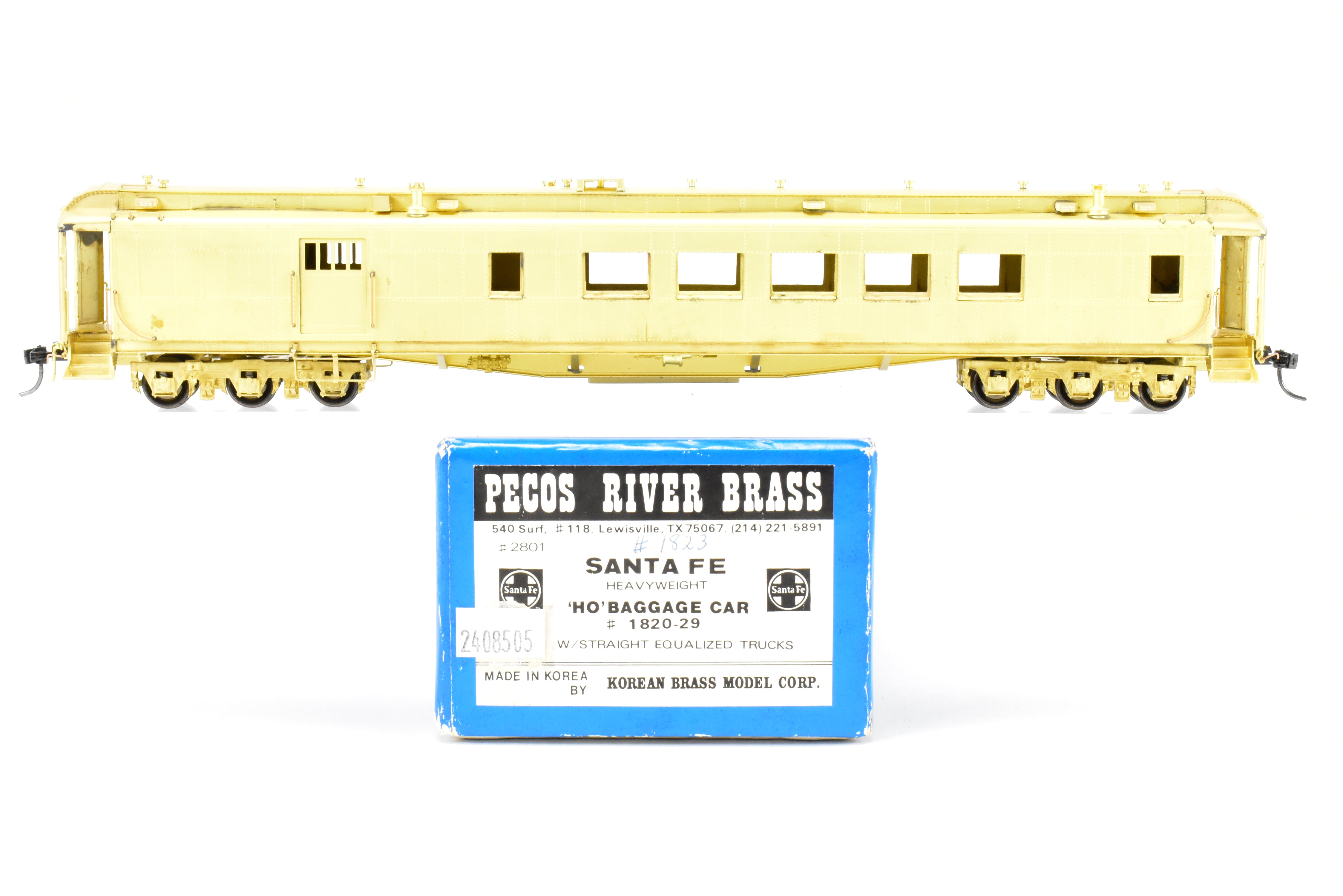 HO Scale Brass Pecos River ATSF - Santa Fe Heavyweight Combine Car #2410 (Wrong Box)