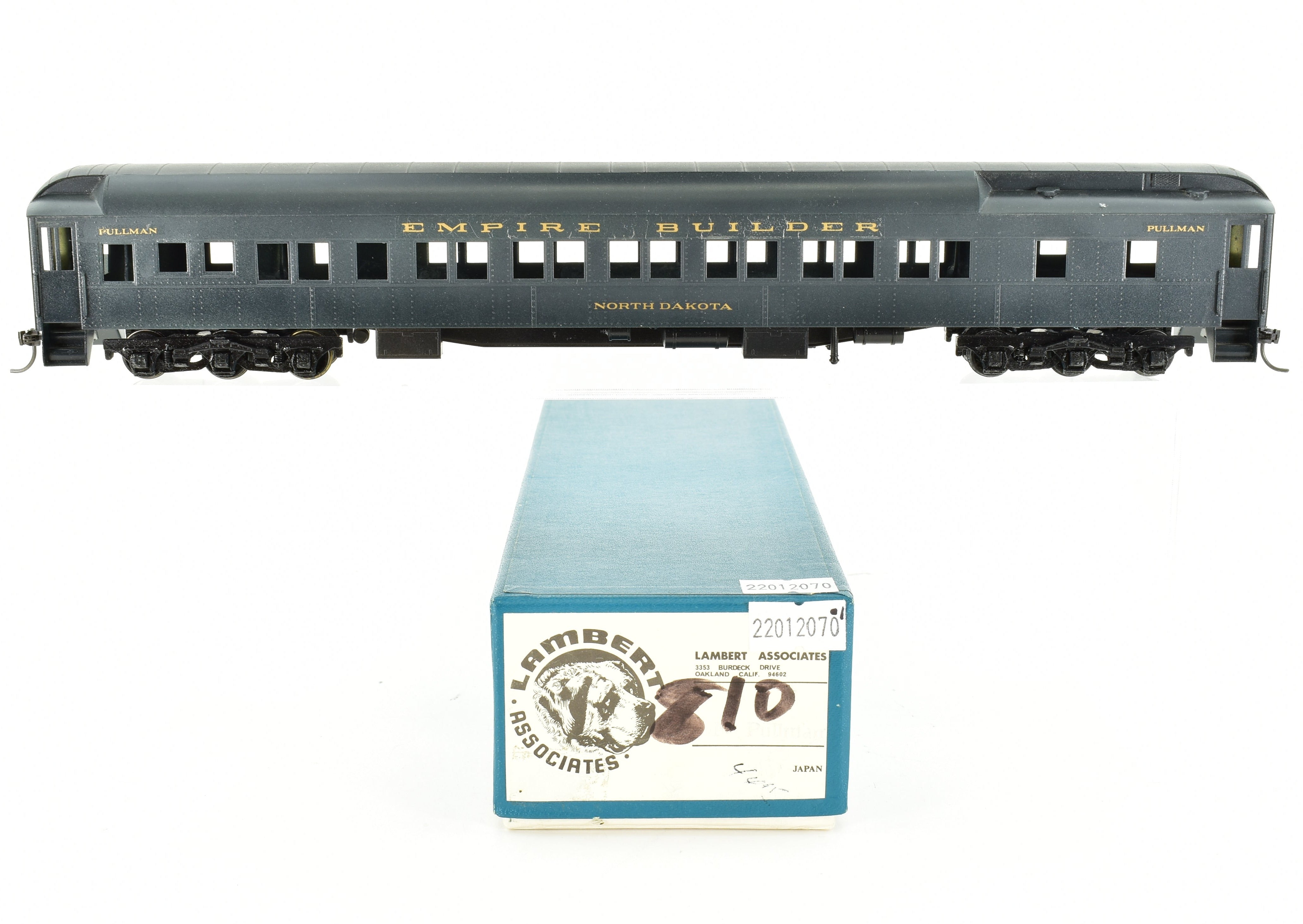 HO Scale Brass Lambert Great Northern Heavyweight 12-1 Sleeping Car CP with Central Valley Trucks for Model Trains