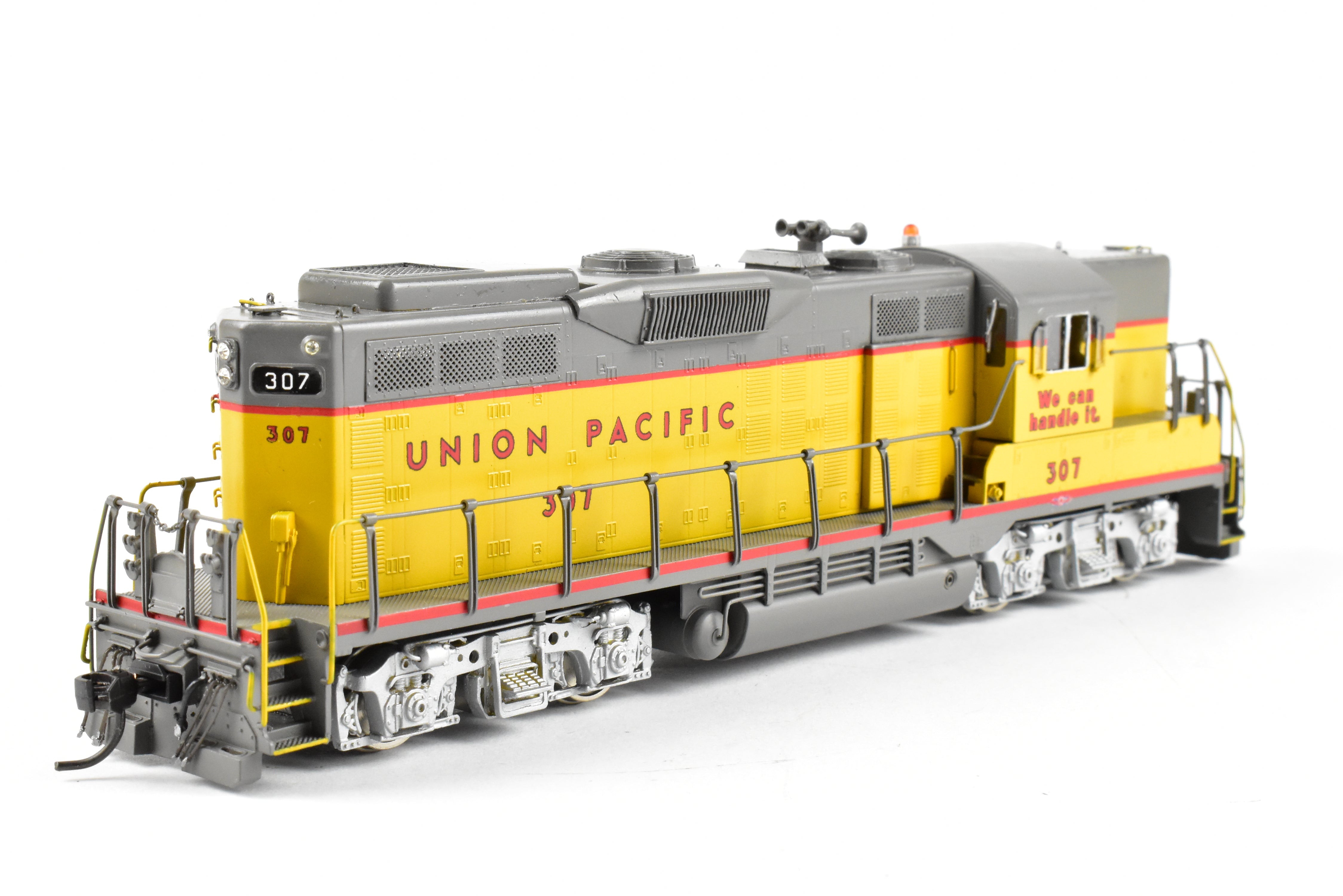 HO Scale Brass Model of Oriental Limited Union Pacific EMD GP9 Locomotive with 1750 HP MA Version, Unit Number 307