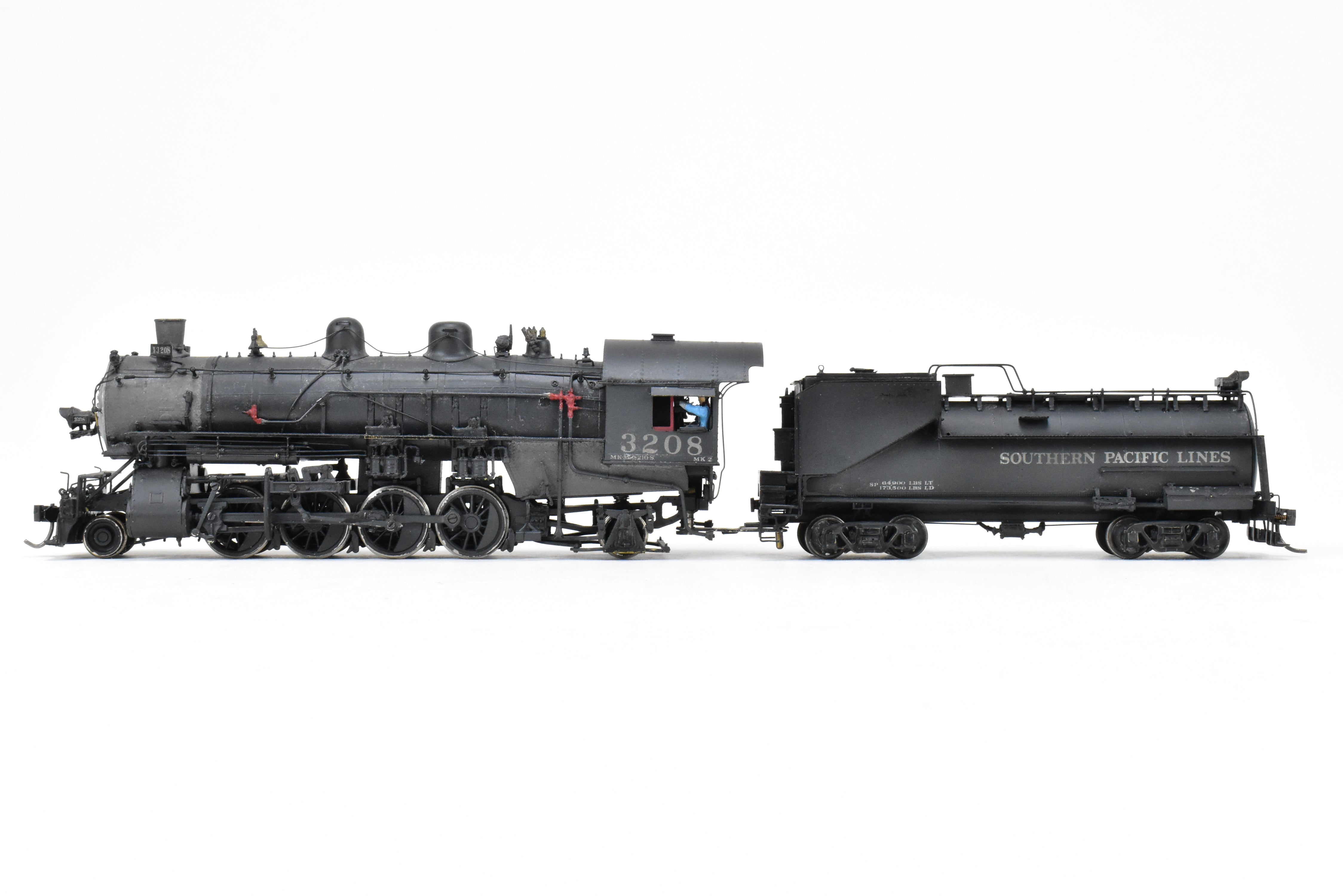 HO Brass Sunset Models SP - Southern Pacific MK - 2 2 - 8 - 2 CP #3208 with Light Weathering