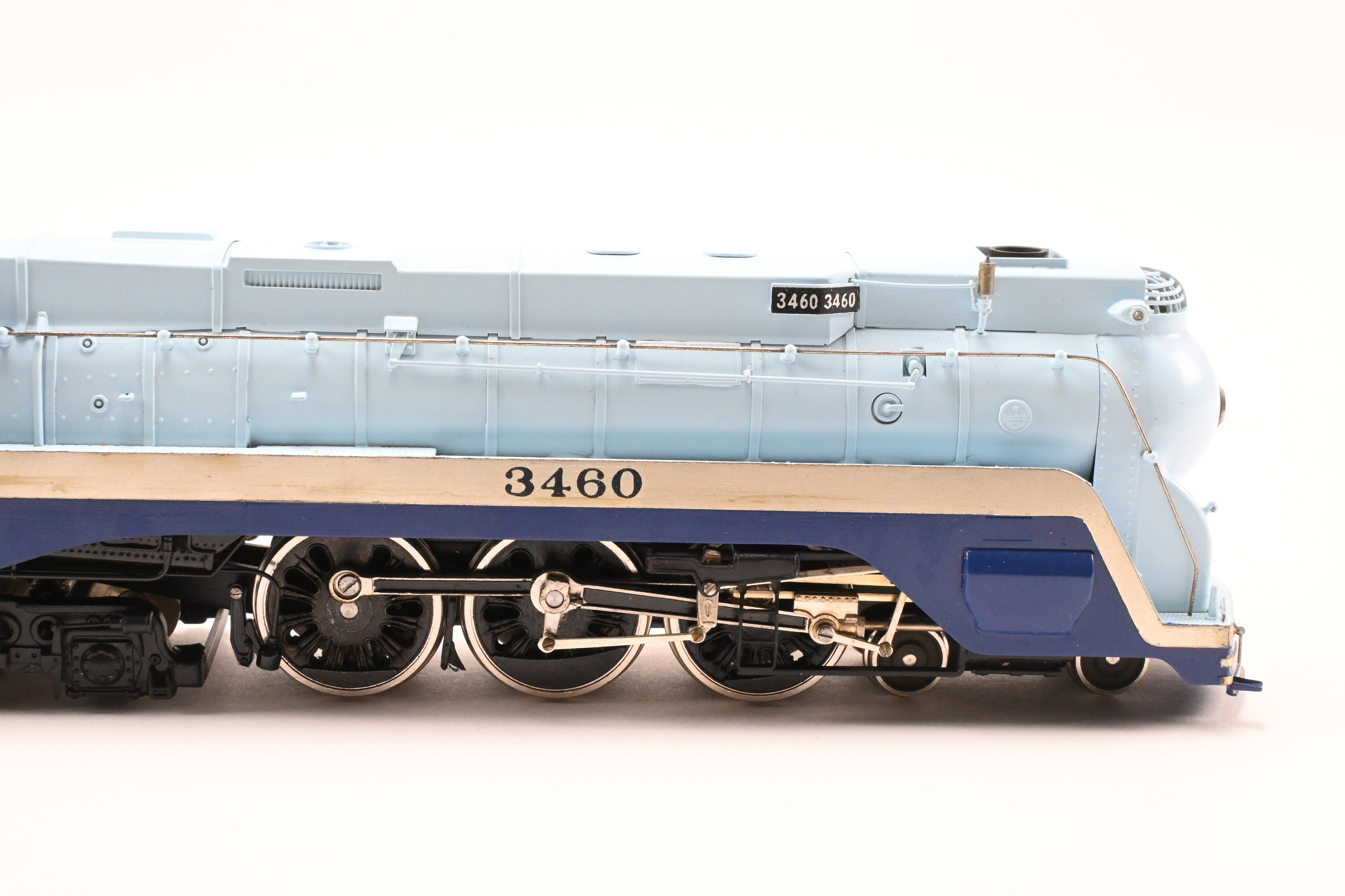 HO Scale Brass Model Train - Tenshodo ATSF Santa Fe 4-6-4 Steam Locomotive No. 3460 The Blue Goose Hudson - 1971 Run with Minor Foam Damage