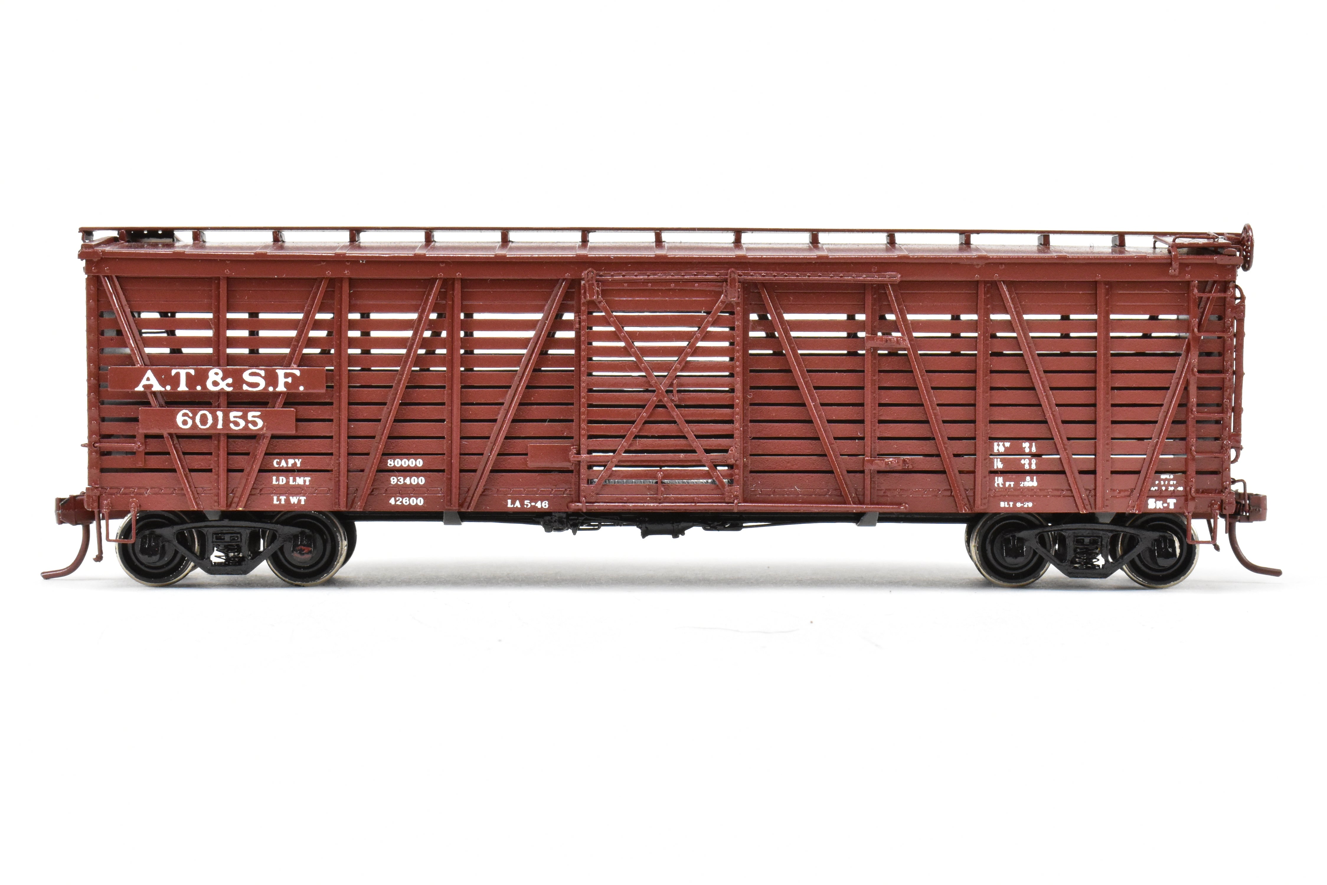 HO Scale Brass Santa Fe SK - T Stock Car C/P No. 60155 by Pecos River Brass