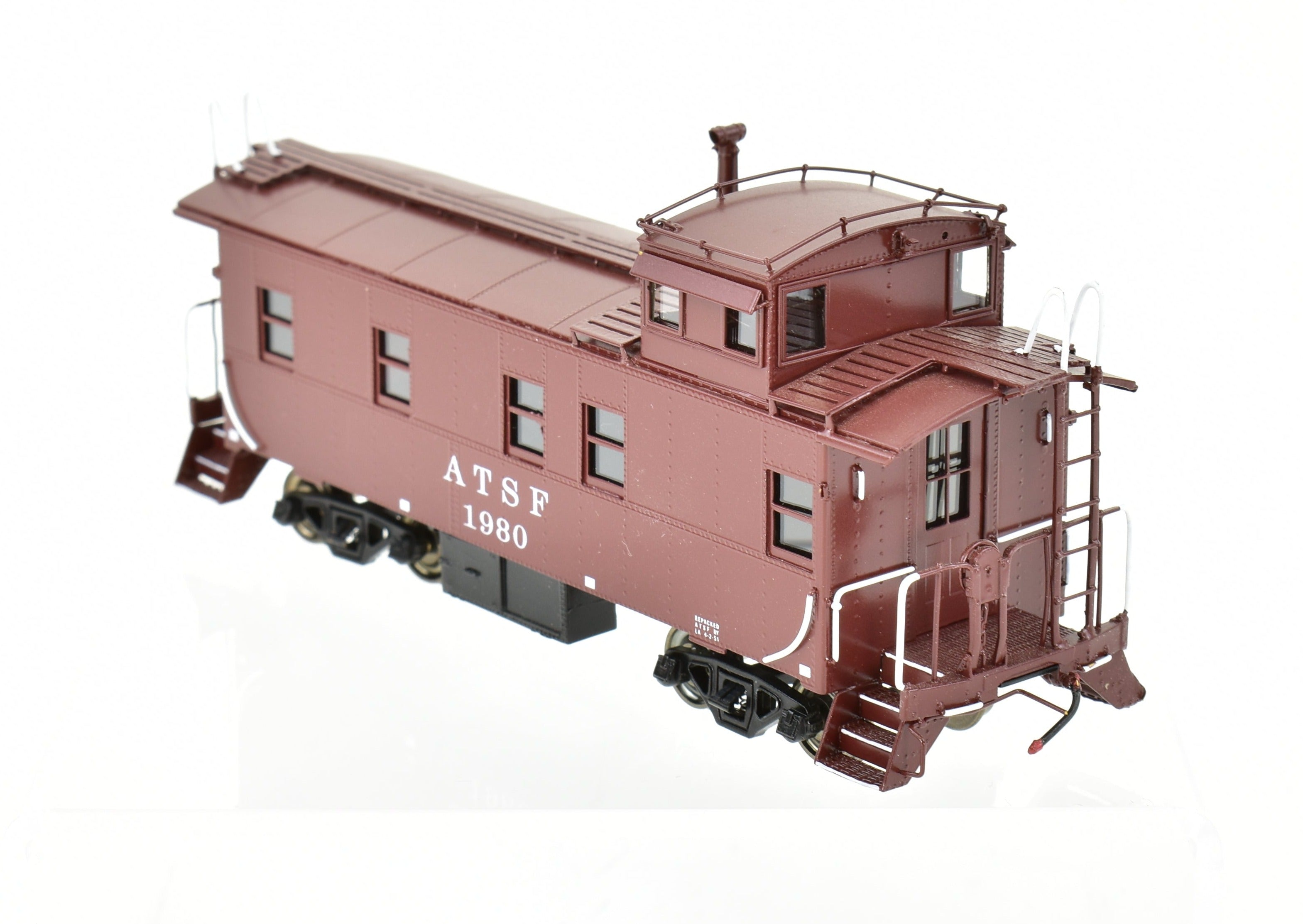 HO Scale Brass Model of Pecos River Brass ATSF - Santa Fe Rebuilt Factory - Painted Caboose