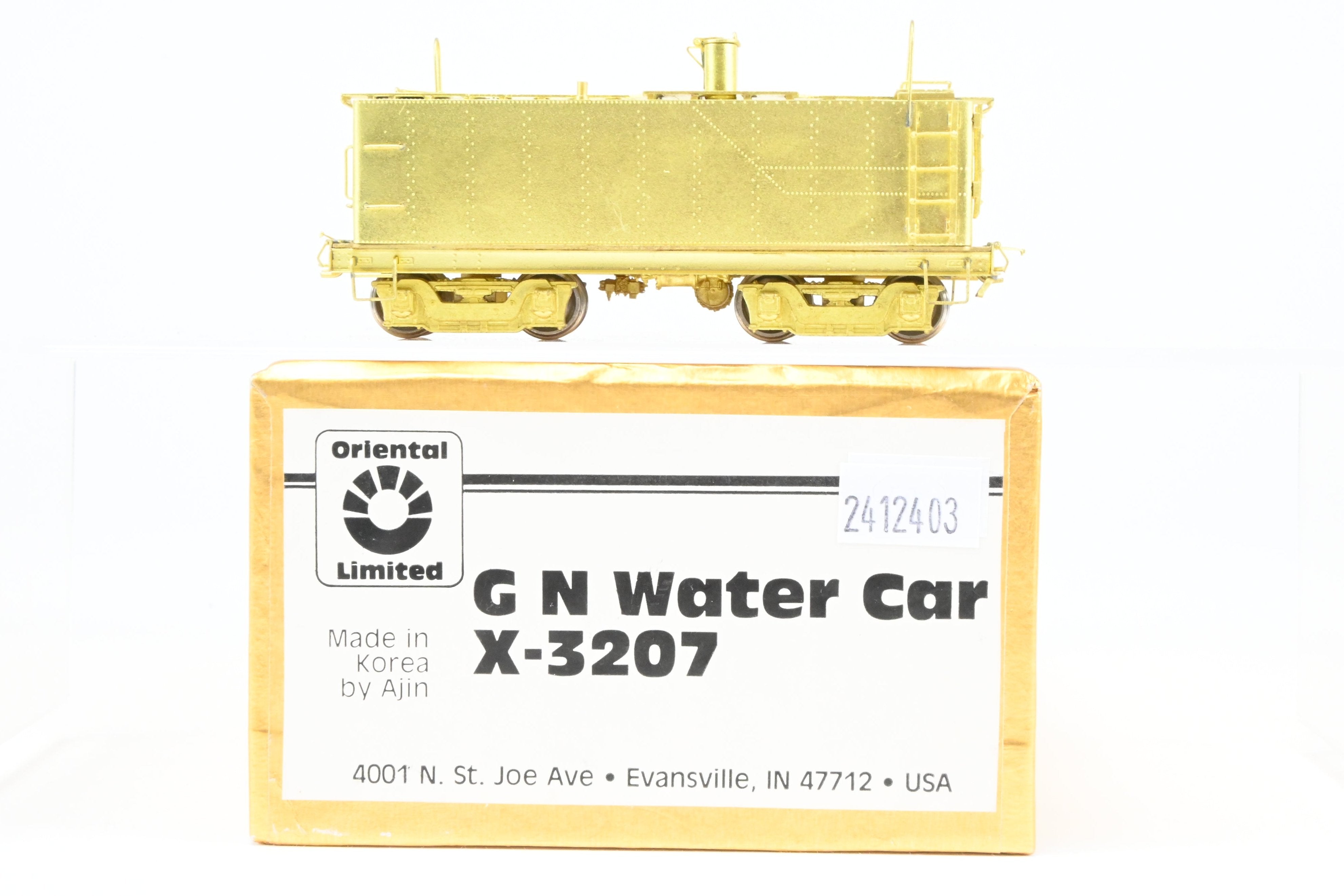HO Scale Brass Model of the Oriental Limited's Great Northern Water Car X3207