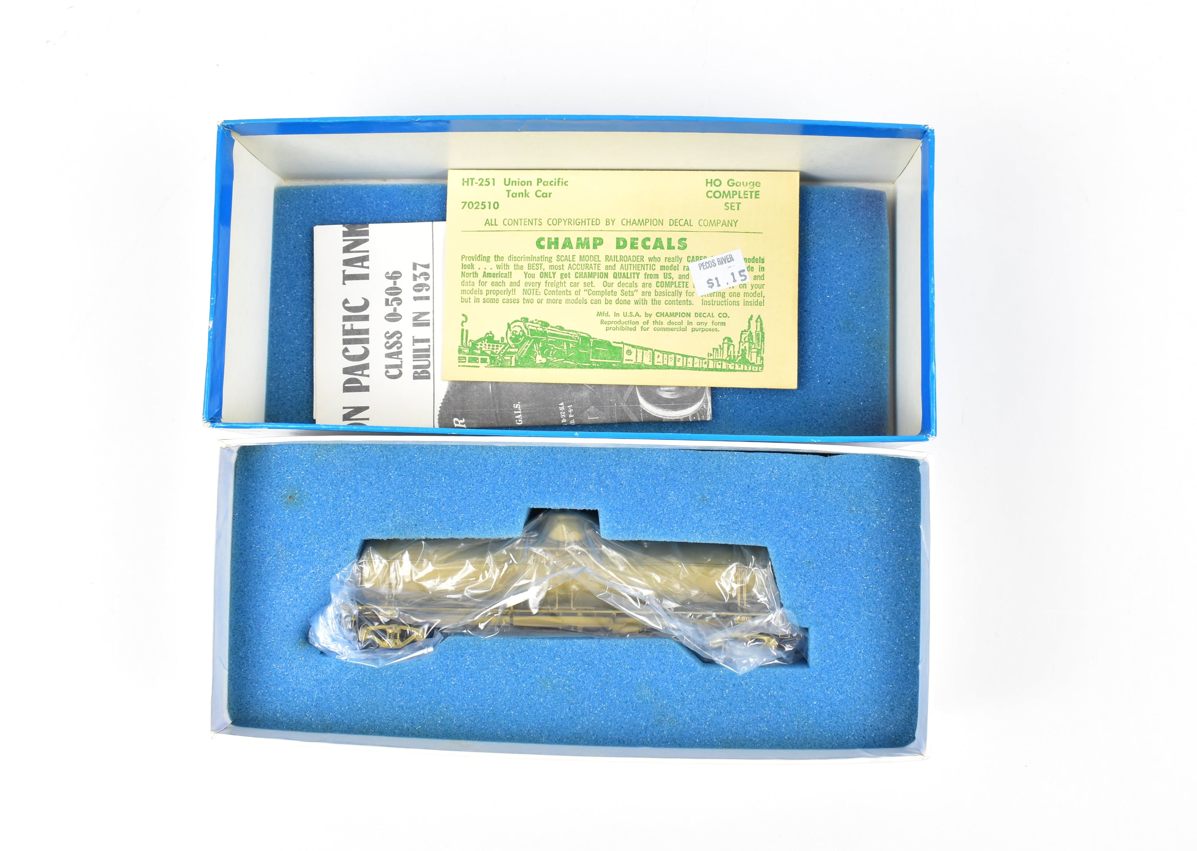 HO Scale Brass Union Pacific O - 50 - 6 Tank Car by Pecos River Brass