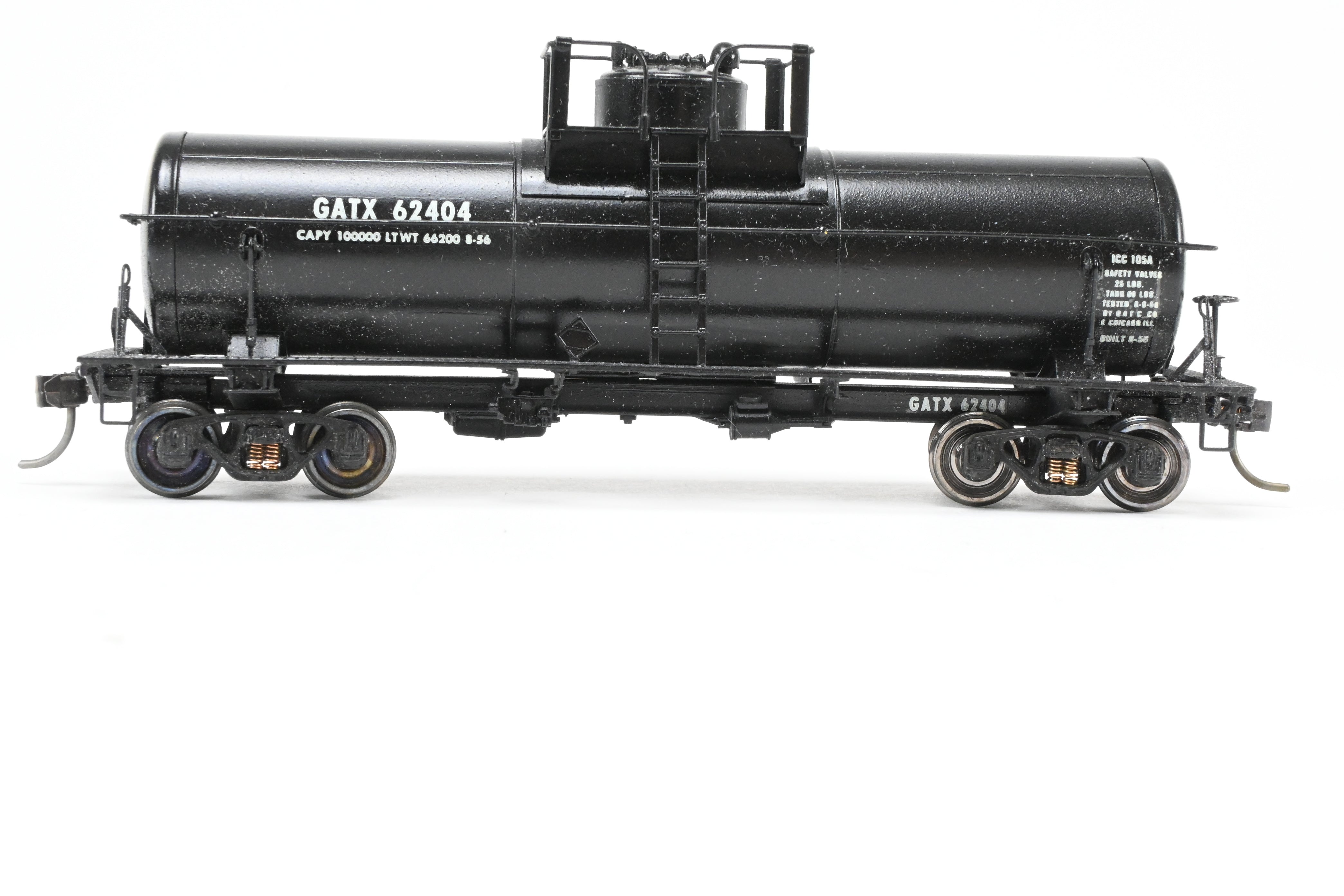 HO Scale Brass Lambert Custom Painted 10,000 Gallon Type 103 Tank Car for Various Roads, Featuring GATX - General American Tank Number 62404