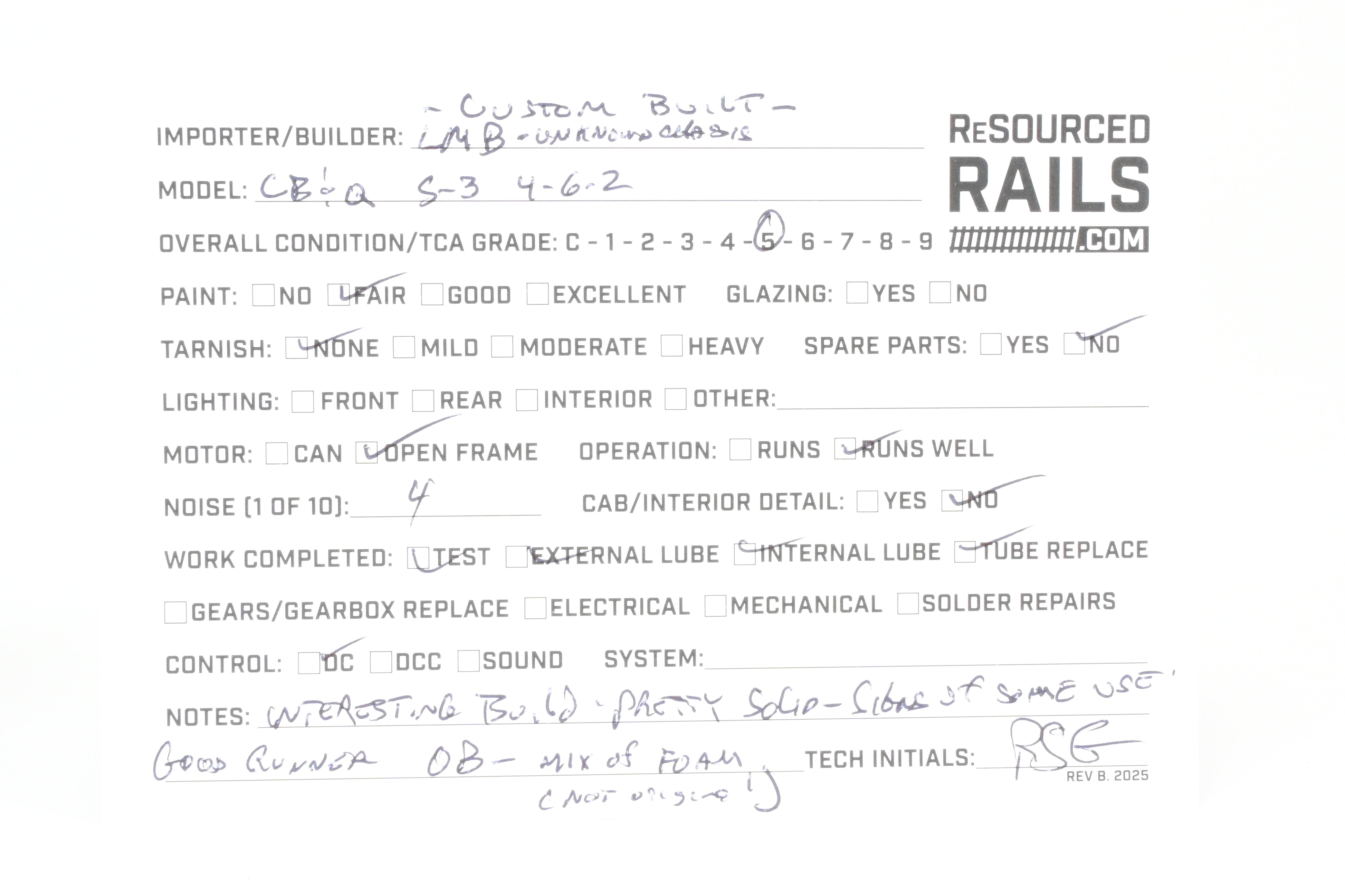 HO Scale Brass LMB CB&Q Burlington Route S-3 4-6-2 Pacific Custom Painted by Roger Miller