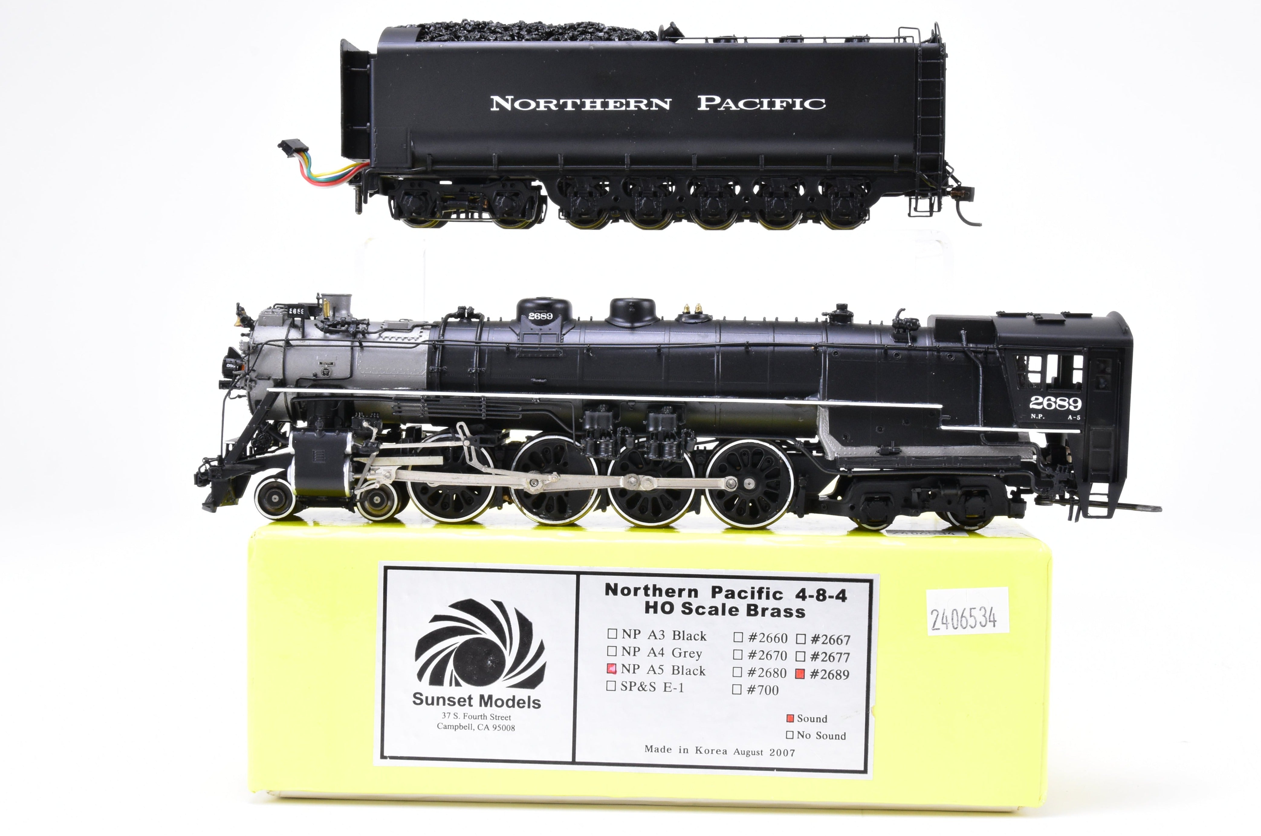 HO Scale Brass Northern Pacific A-5 4-8-4 FP #2689 Black Model with QSI DCC & Sound