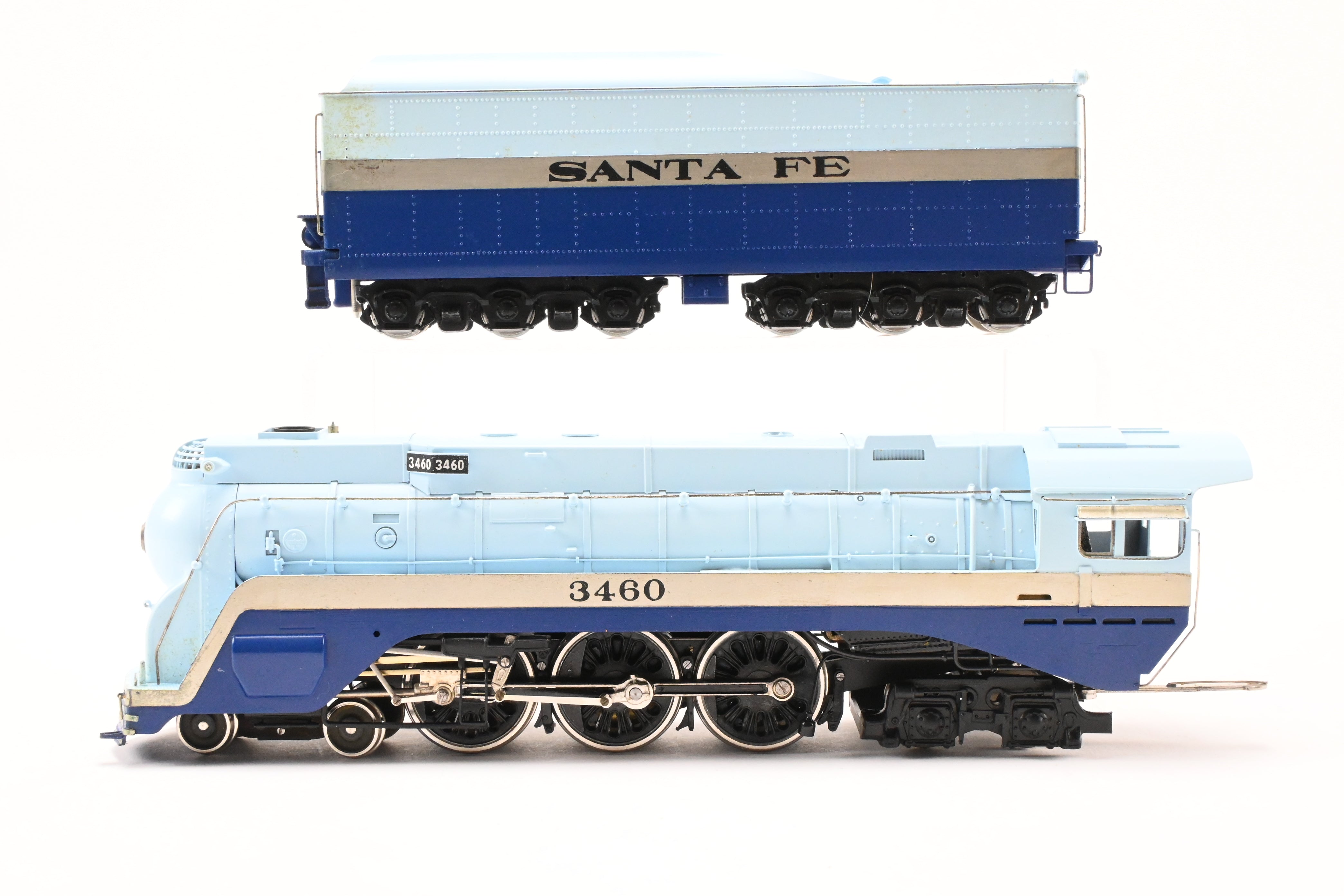 HO Scale Brass Model Train - Tenshodo ATSF Santa Fe 4-6-4 Steam Locomotive No. 3460 The Blue Goose Hudson - 1971 Run with Minor Foam Damage