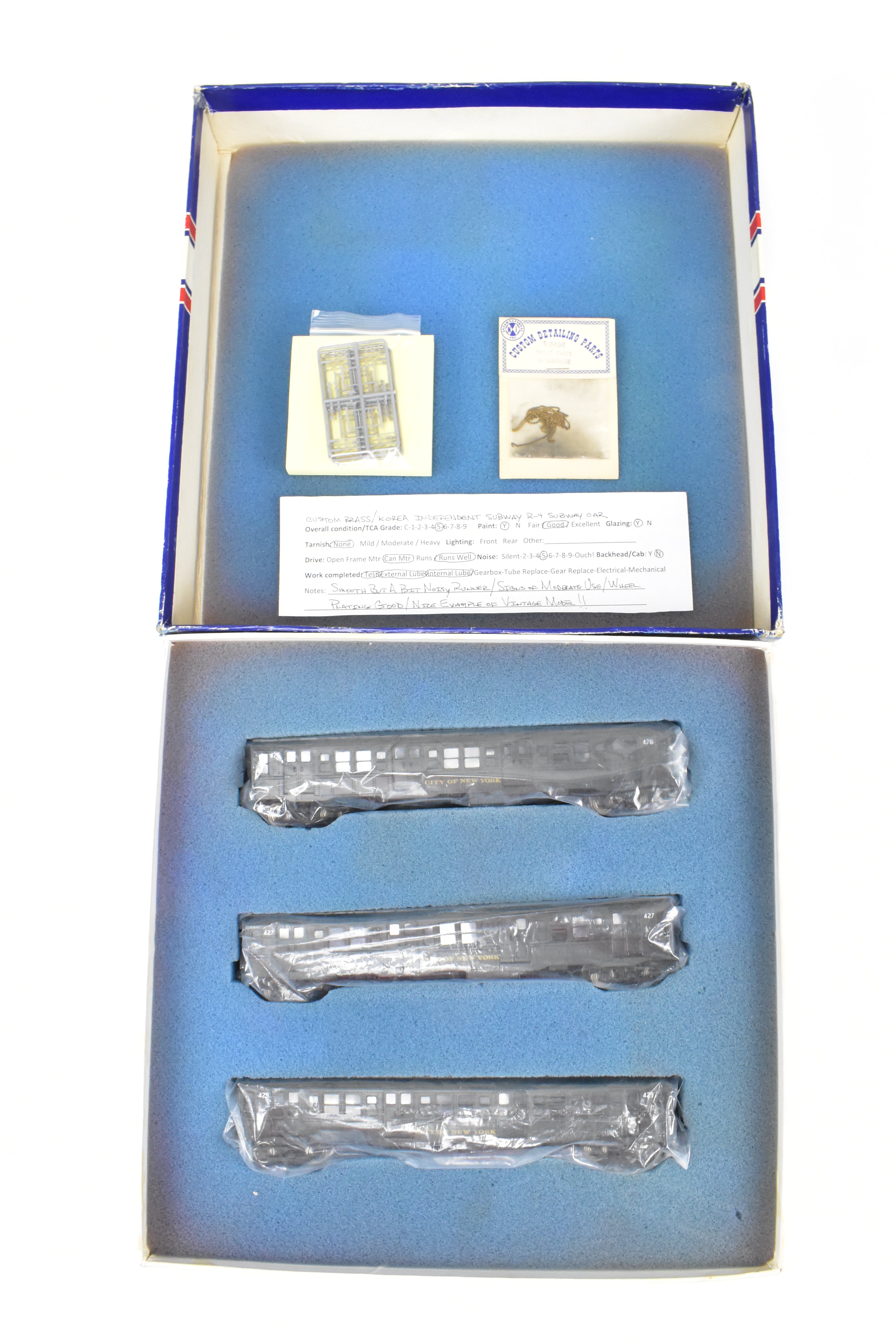 Custom Painted Set of Three HO Brass NJ Subway R-4 Cars, NY Independent System