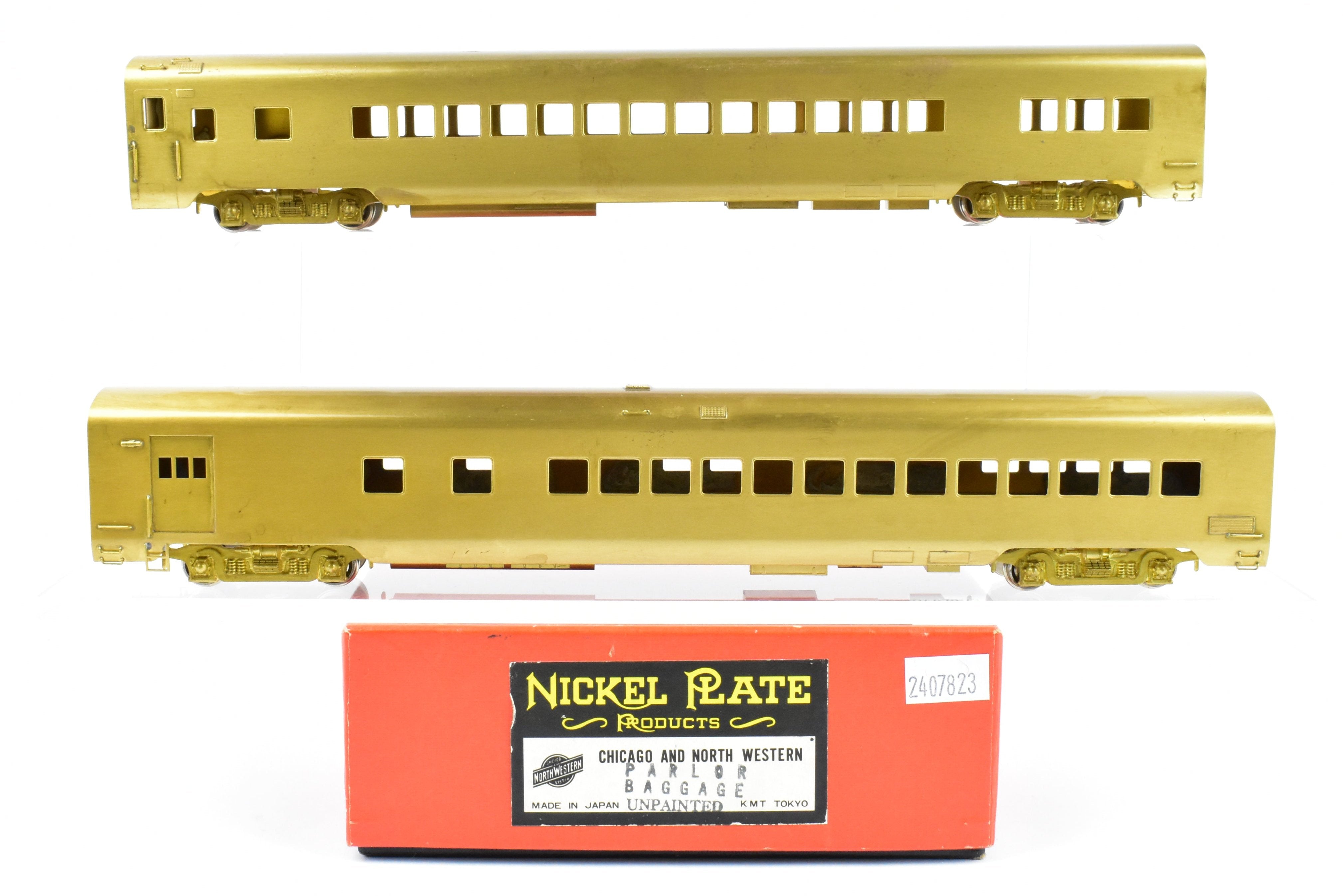 HO Brass NPP Nickel Plate 2-Car Baggage & Parlor Set - C&NW Chicago & Northwestern