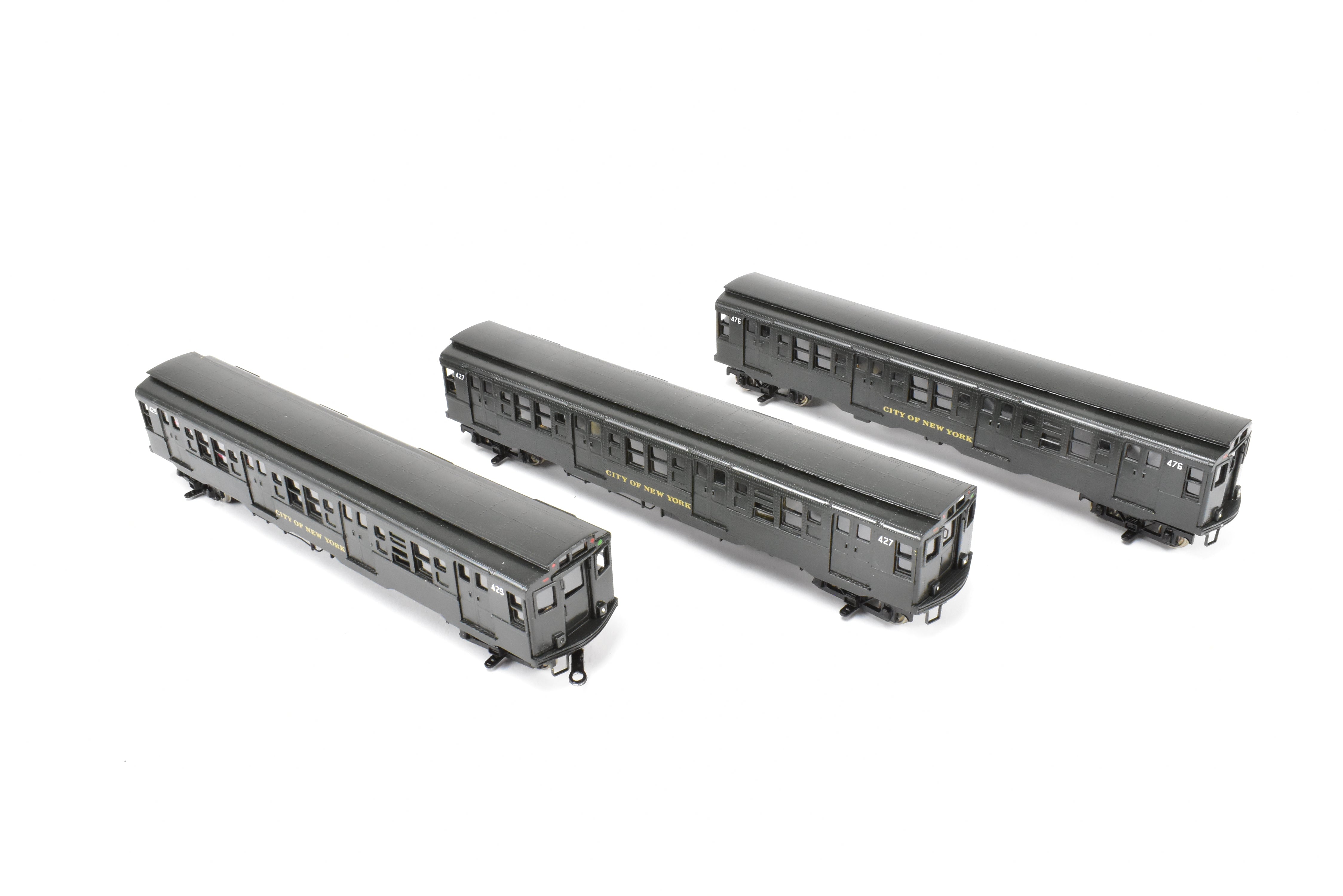 Custom Painted Set of Three HO Brass NJ Subway R-4 Cars, NY Independent System