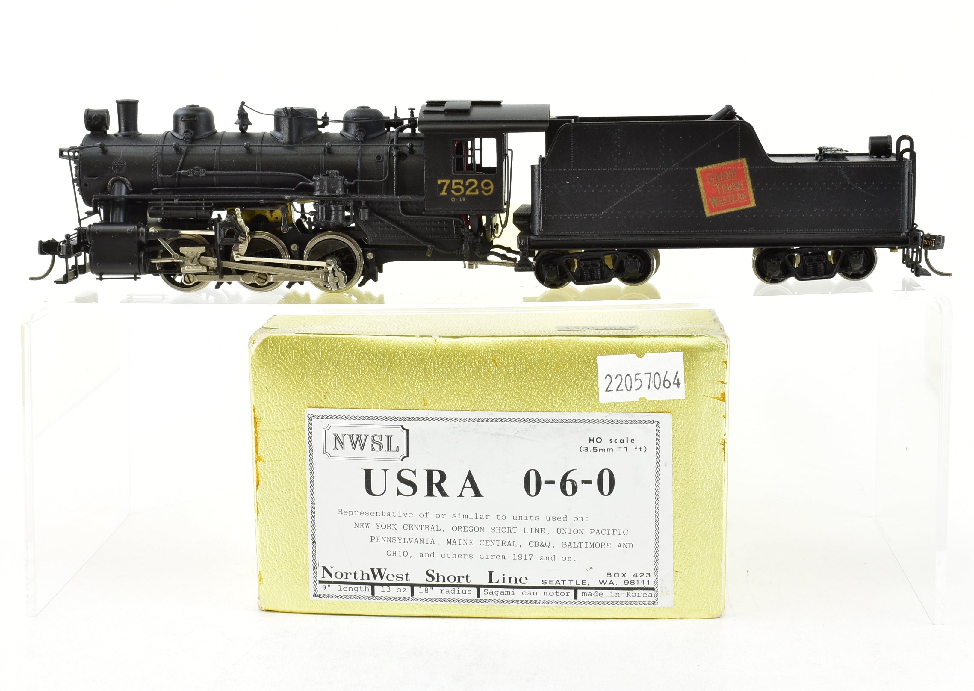 HO Scale Brass Model Train - NorthWest Short Line USRA 0-6-0 Custom Painted and Detailed to Resemble Grand Truck Western