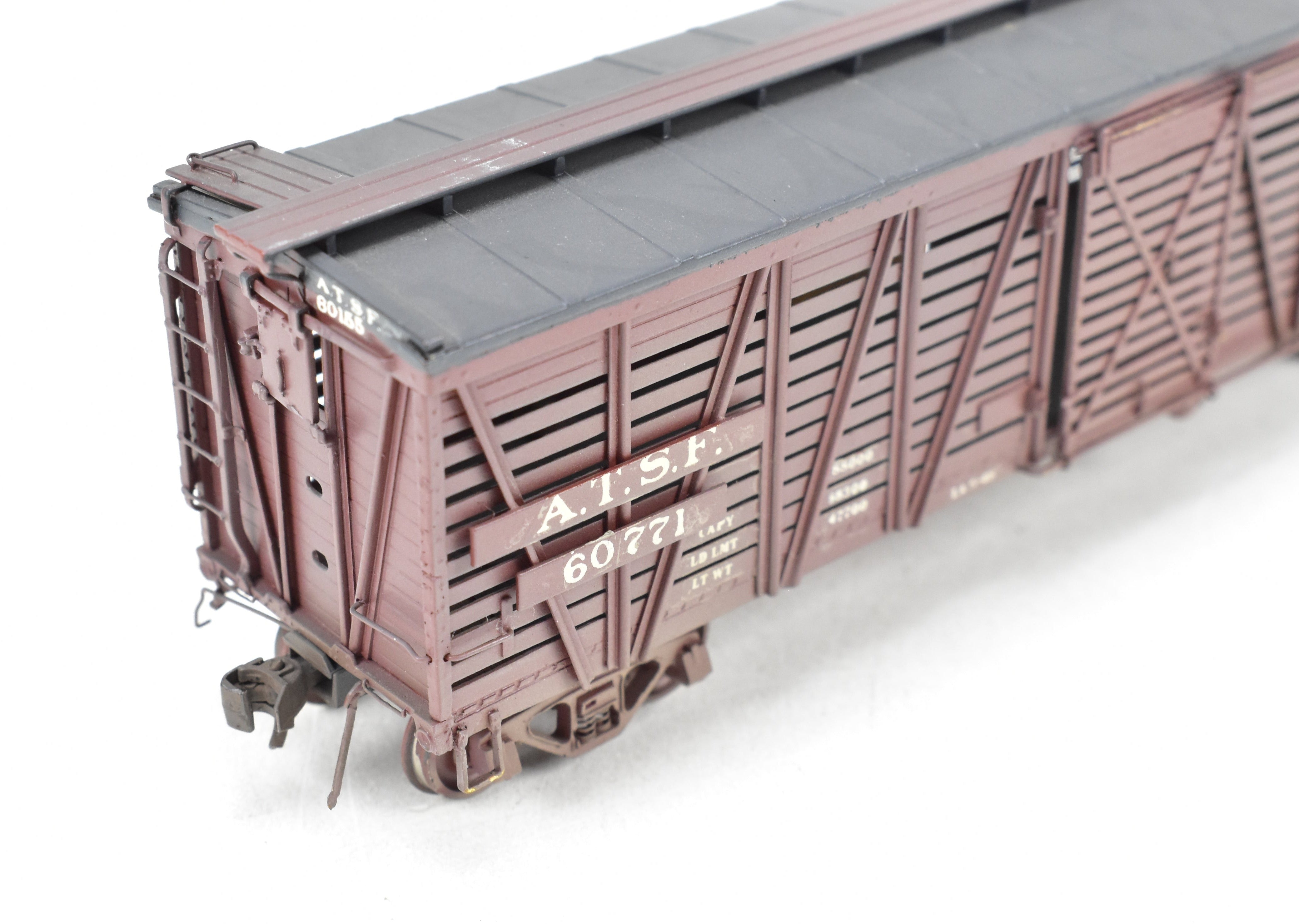 High - Quality HO Scale Brass Pecos River Brass ATSF - Santa Fe SK - U Stock Car Model with Custom - Painted and Weathered Reboxx Packaging