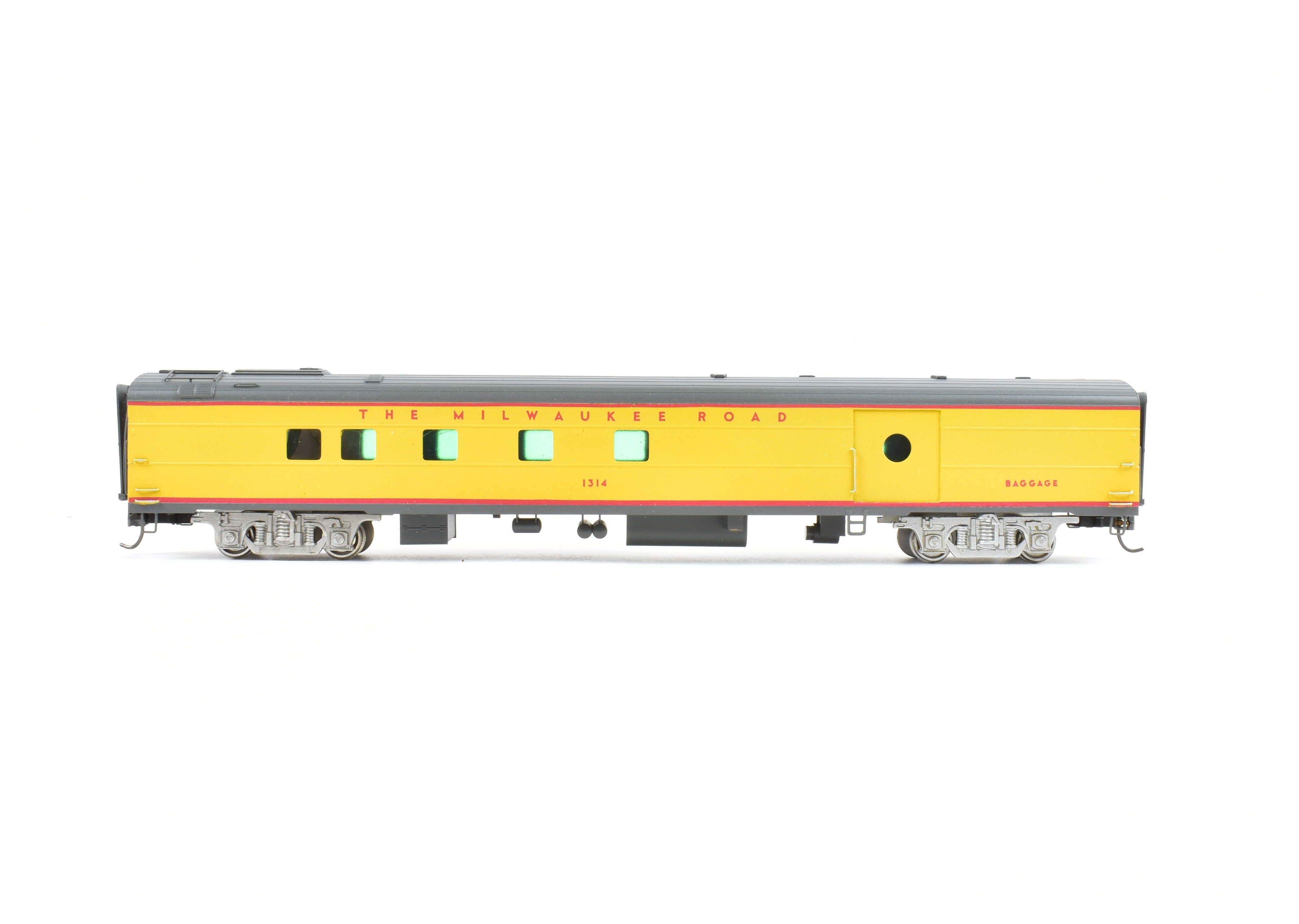 High - Quality HO Scale Brass Soho Milwaukee Road #1314 Custom - Painted Baggage - Dorm Model Train Car
