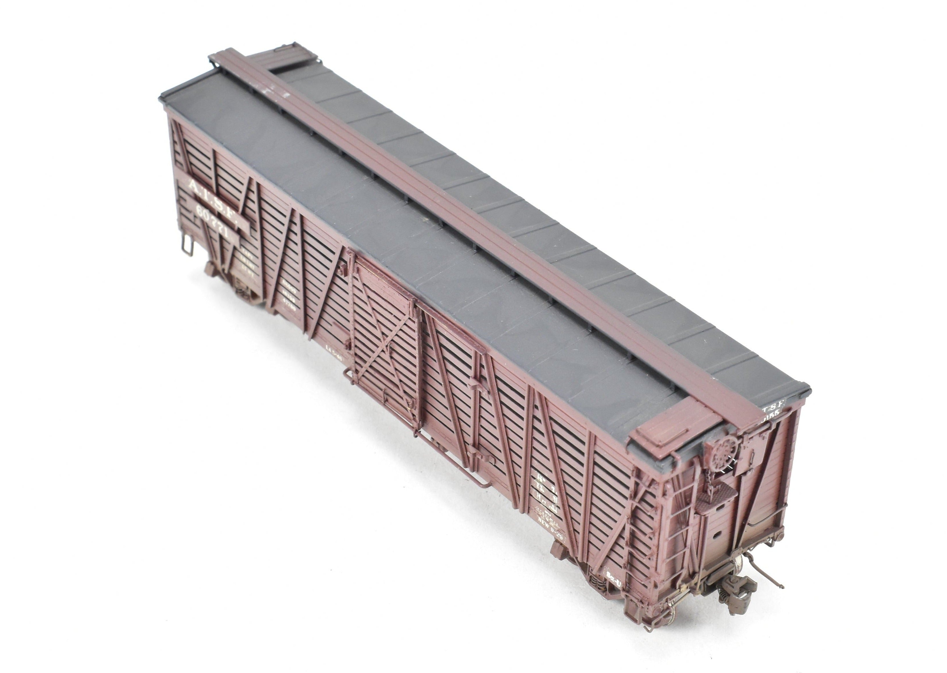 High - Quality HO Scale Brass Pecos River Brass ATSF - Santa Fe SK - U Stock Car Model with Custom - Painted and Weathered Reboxx Packaging