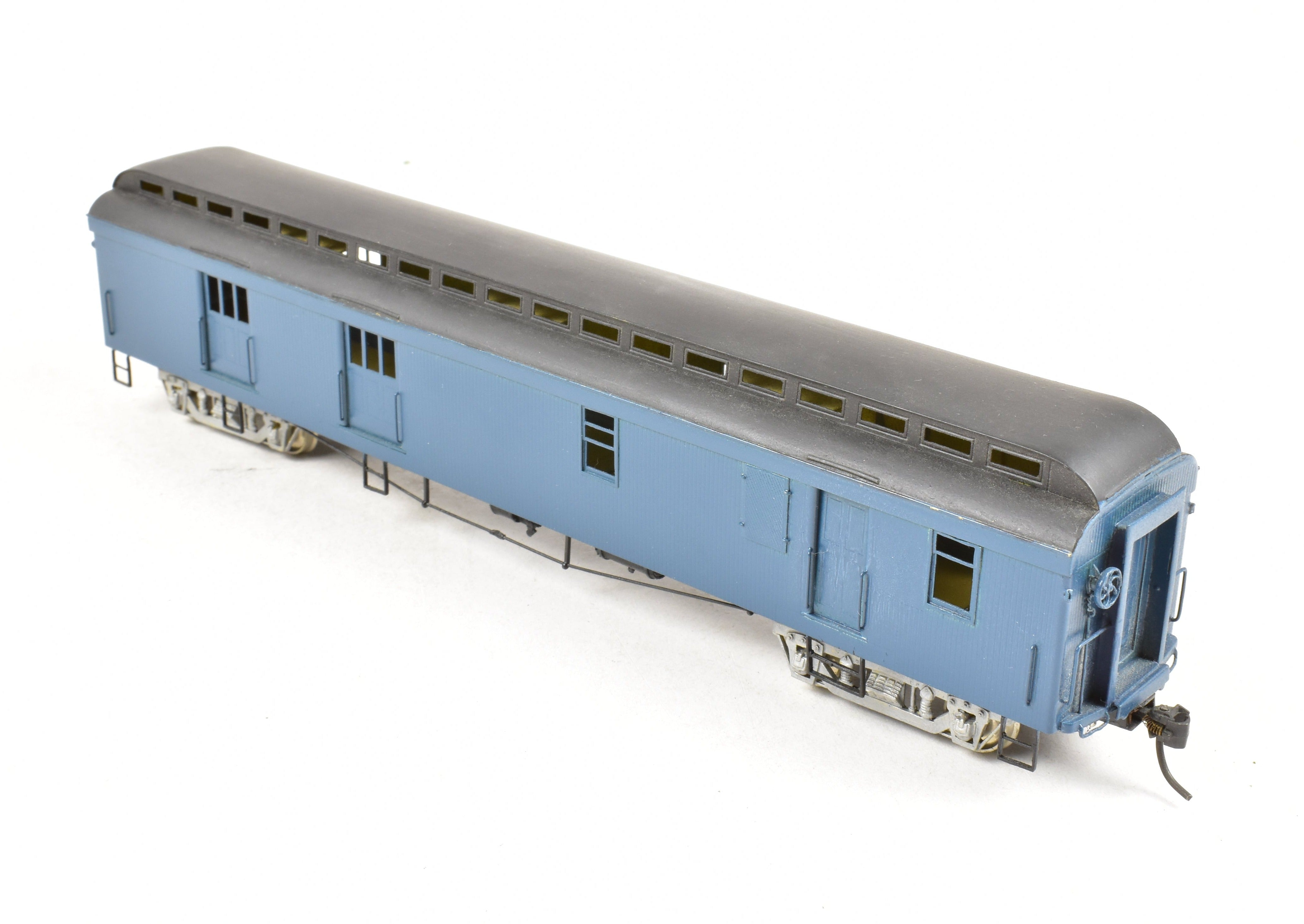 HO Scale Brass Nickel Plate Products (NPP) New York Ontario & Western (NYO&W) Baggage Express RPO Car with Custom Blue Paint and Grey Roof, Hand - Painted Model