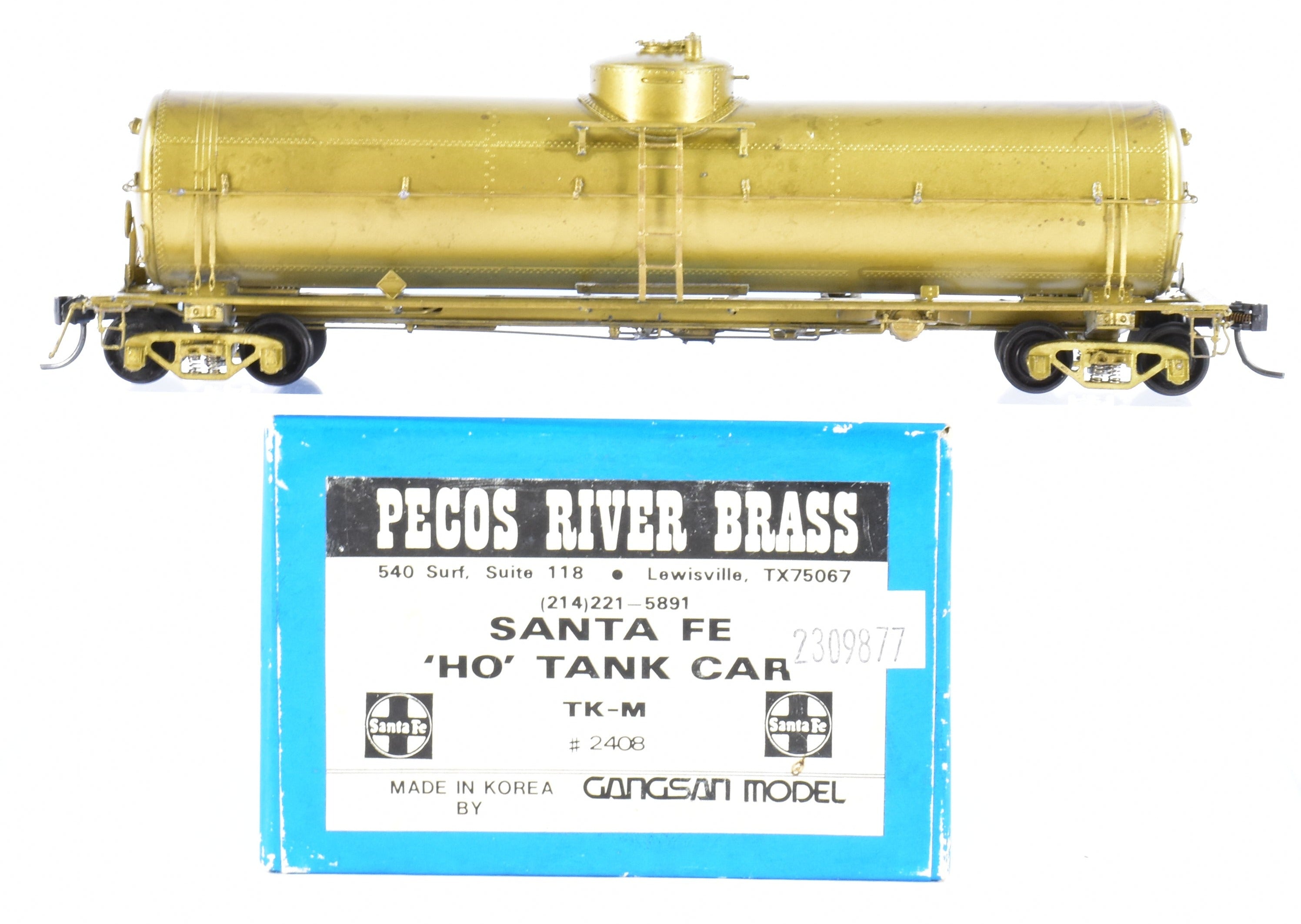 1989 HO Brass ATSF - Santa Fe Tk - M Tank Car by Pecos River Brass